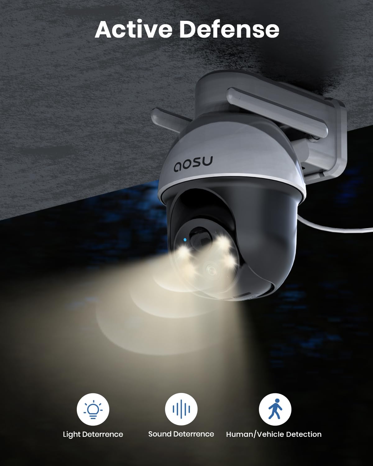 AOSU 5MP Solar Security Camera Outdoor with Color Night Vision, 2 Pack Wireless Home Security Cameras with Auto Tracking, Solar Panel, 2-Way Audio & 2.4GHz WiFi - Ideal for Home, Garage, Yard & Business Surveillance