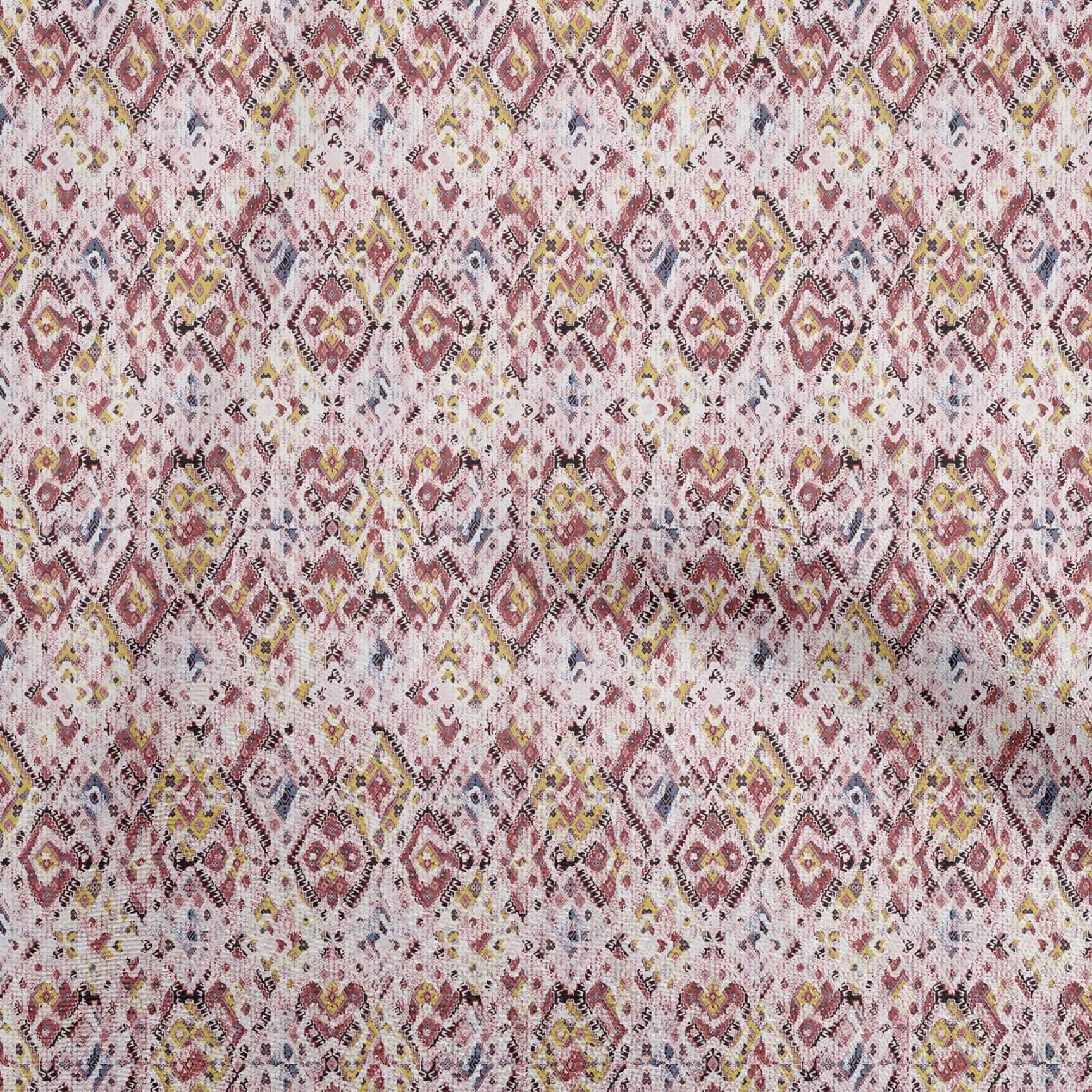 oneOone Cotton Flex Light Pink Asian Kilim Print Fabric by The Yard - 40 Inch Wide Soft Dress Material for DIY Clothing, Home Decor & Craft Projects