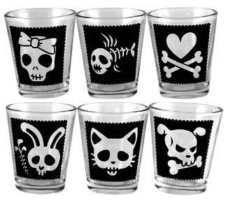Cute Skull Shot Glasses Set of 4 - 1.5oz Small Glass Cups for Tequila, Whiskey & Liquor - Perfect for Halloween Parties, Themed Events & Bar Decor