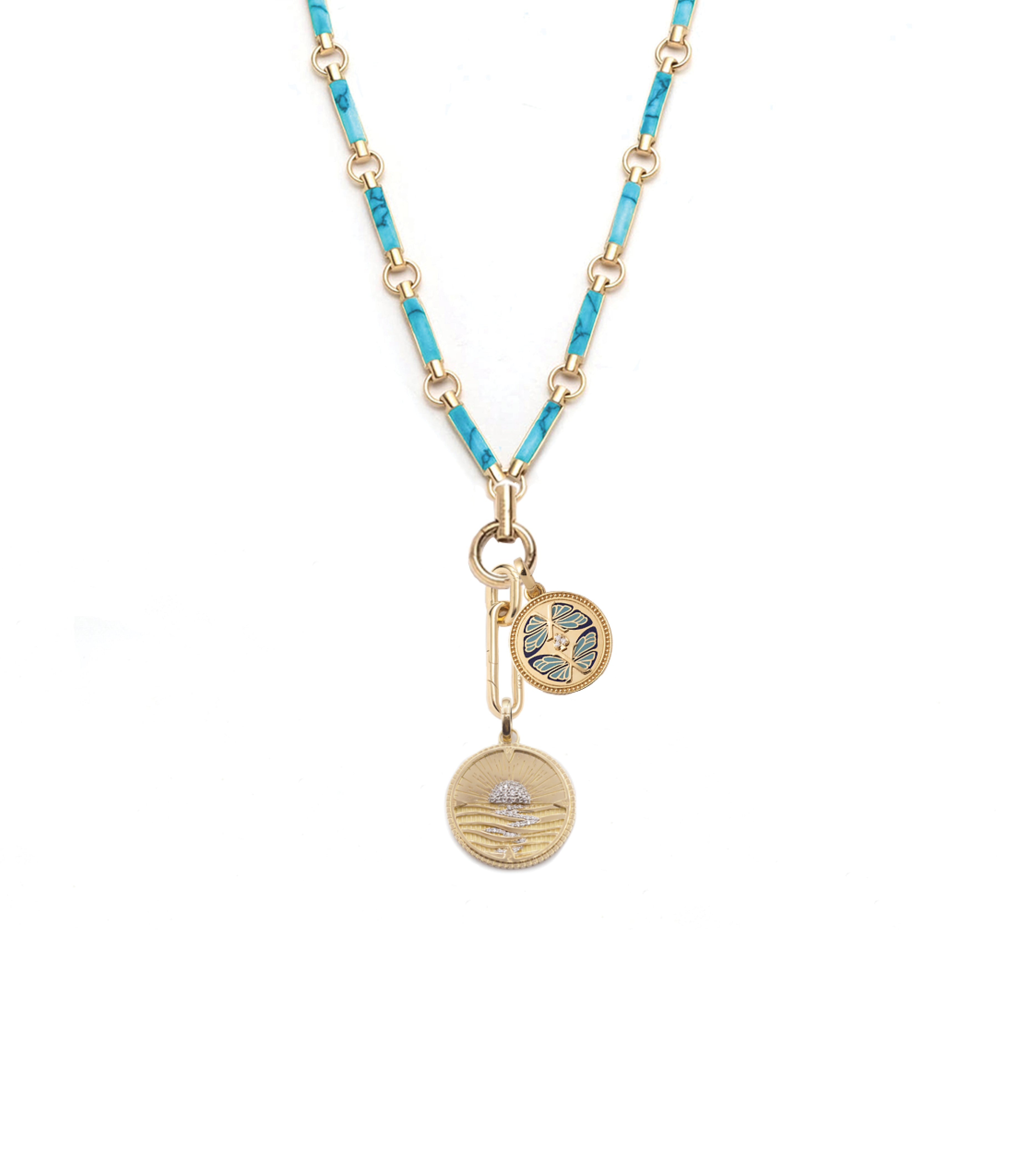 New Beginnings Drop Element Chain Necklace with Genuine Turquoise Stone - Perfect for Boho Jewelry, Layering & Everyday Wear