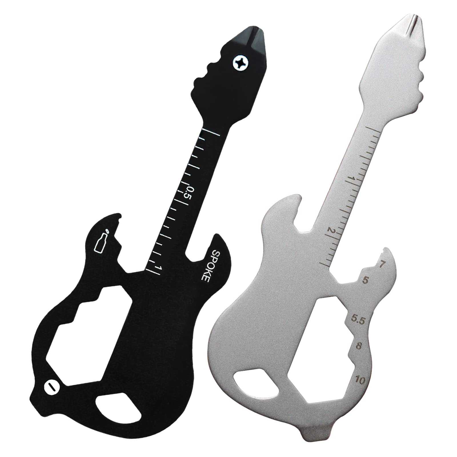 2-Pack 12-in-1 Multifunctional Guitar Keychain Tool - Bottle Opener, Screwdriver, Pocket & Wallet Tool for Outdoor, Travel & Everyday Carry (Guitar Design) - Perfect for Camping, Hiking, Gifts & Keychain Accessories