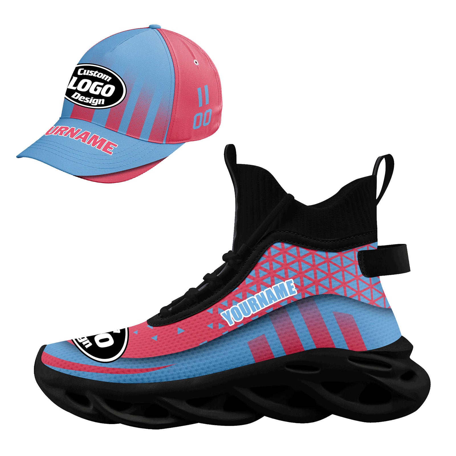 Custom Maxsoul Personalized Sneakers & Hat Combo - Trendy Unisex Fashion Shoes with Matching Cap - Perfect for Streetwear, Gym, and Casual Outfits (Style D023029)