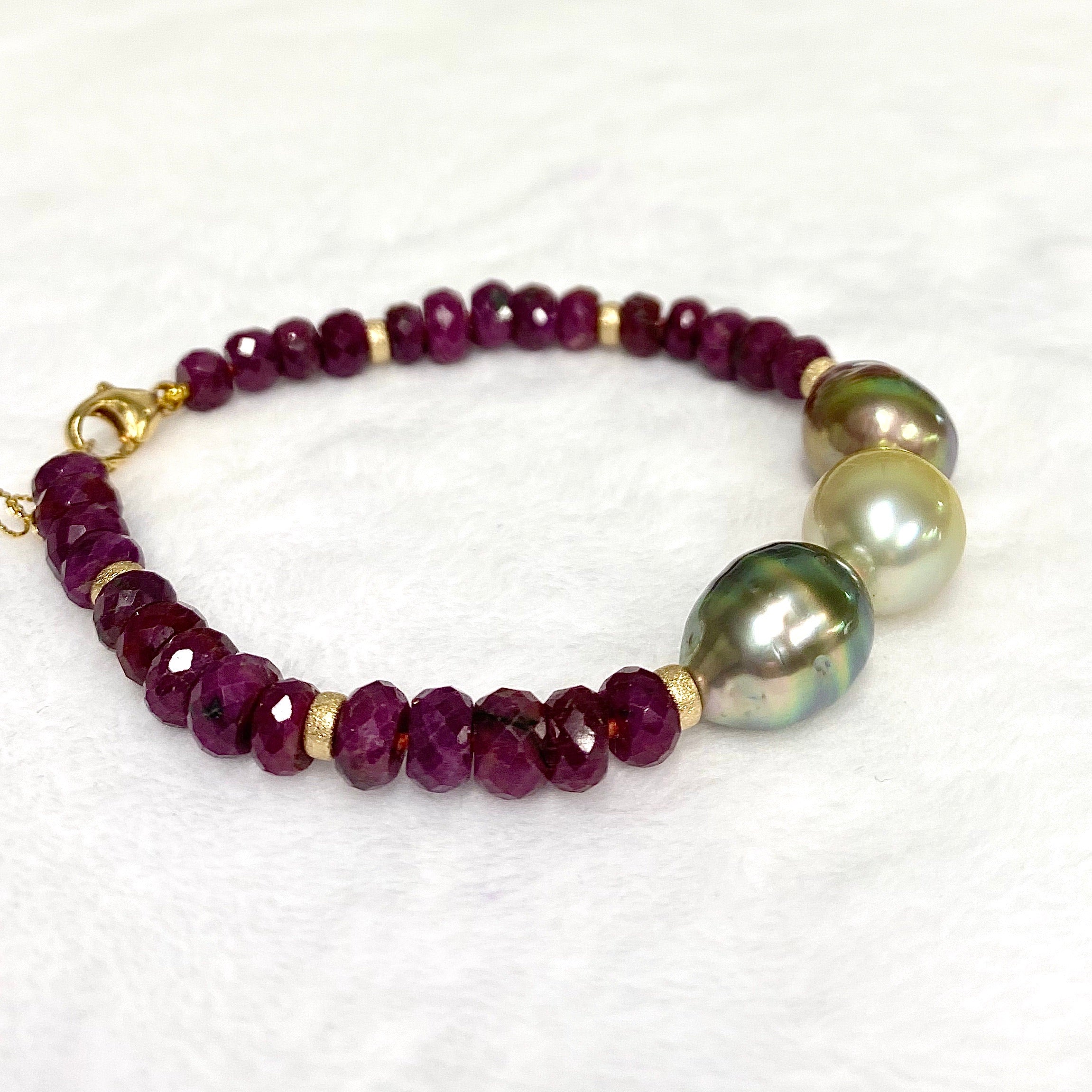 MAYRA Ruby & Triple Momi Bracelet (B517) - Elegant Handmade Jewelry for Women, Perfect for Parties, Weddings & Everyday Wear