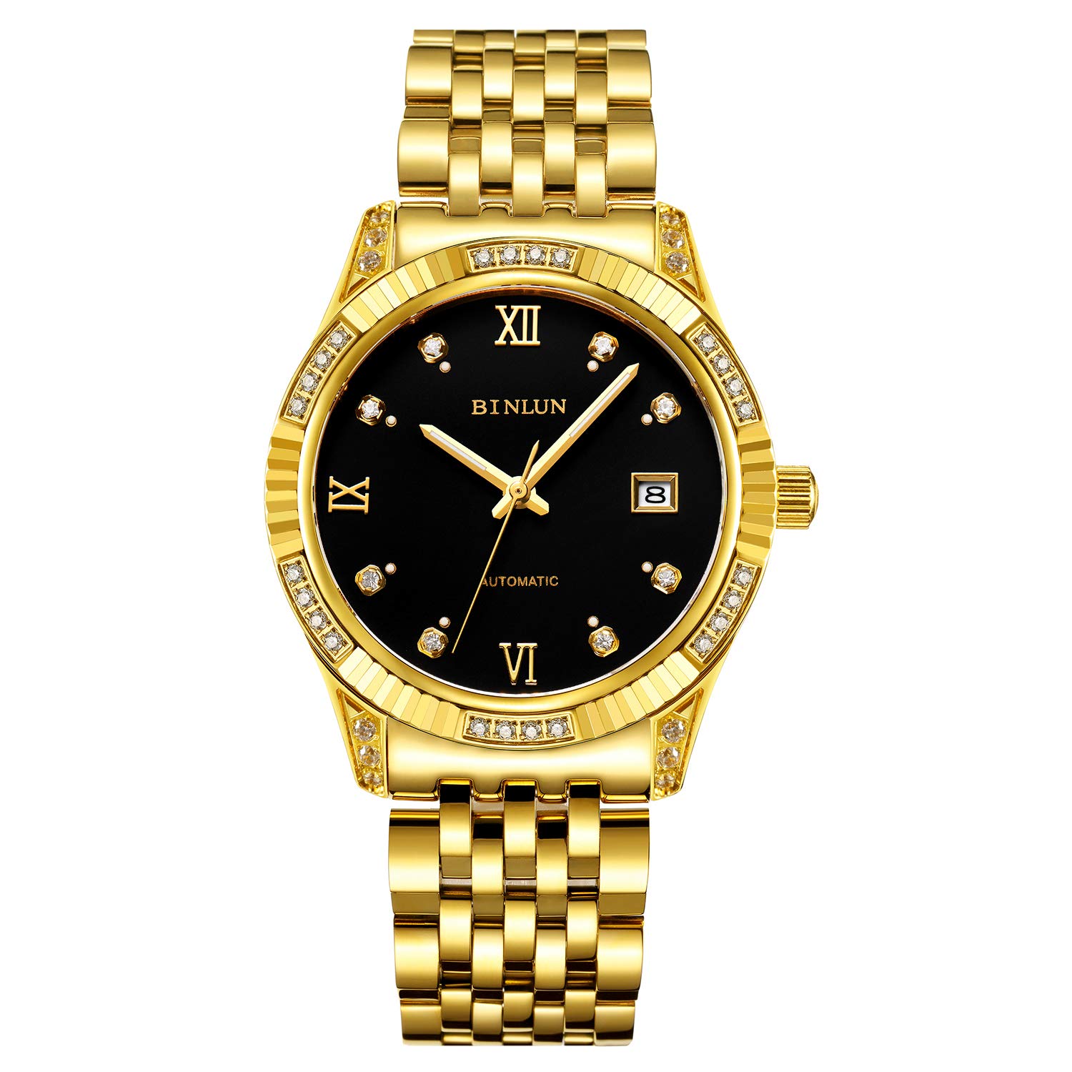 BINLUN Automatic Mechanical Men's Watch - 18K Gold-Plated Self-Winding Luxury Wristwatch for Men | Stylish Dress Watch for Business, Formal Events & Everyday Wear