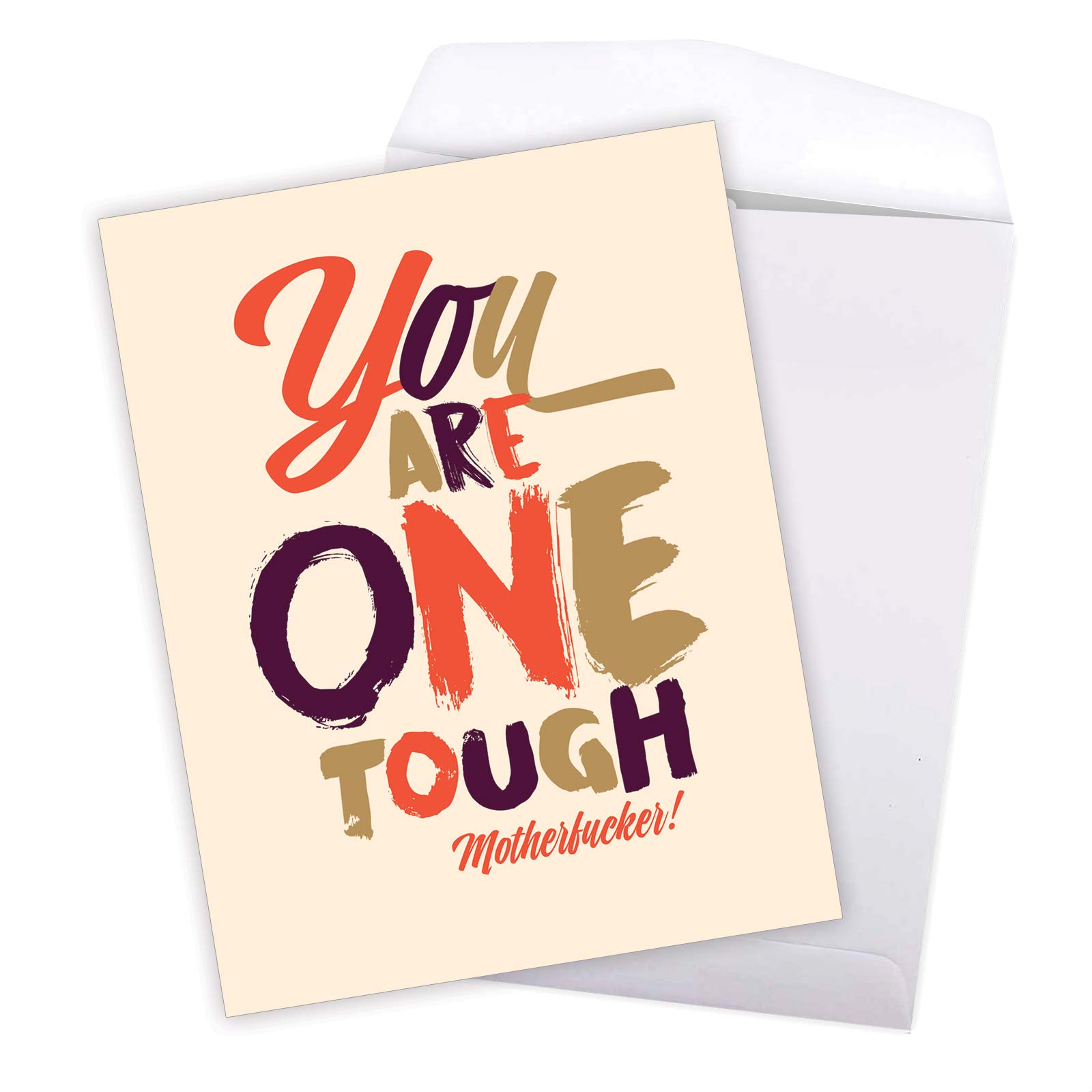 Funny Get Well Soon Card - Jumbo 8.5x11 Inch Humorous Greeting Card with Cartoons - One Tough Mother Design J6411GWG - Perfect for Cheering Up Sick Friends & Family