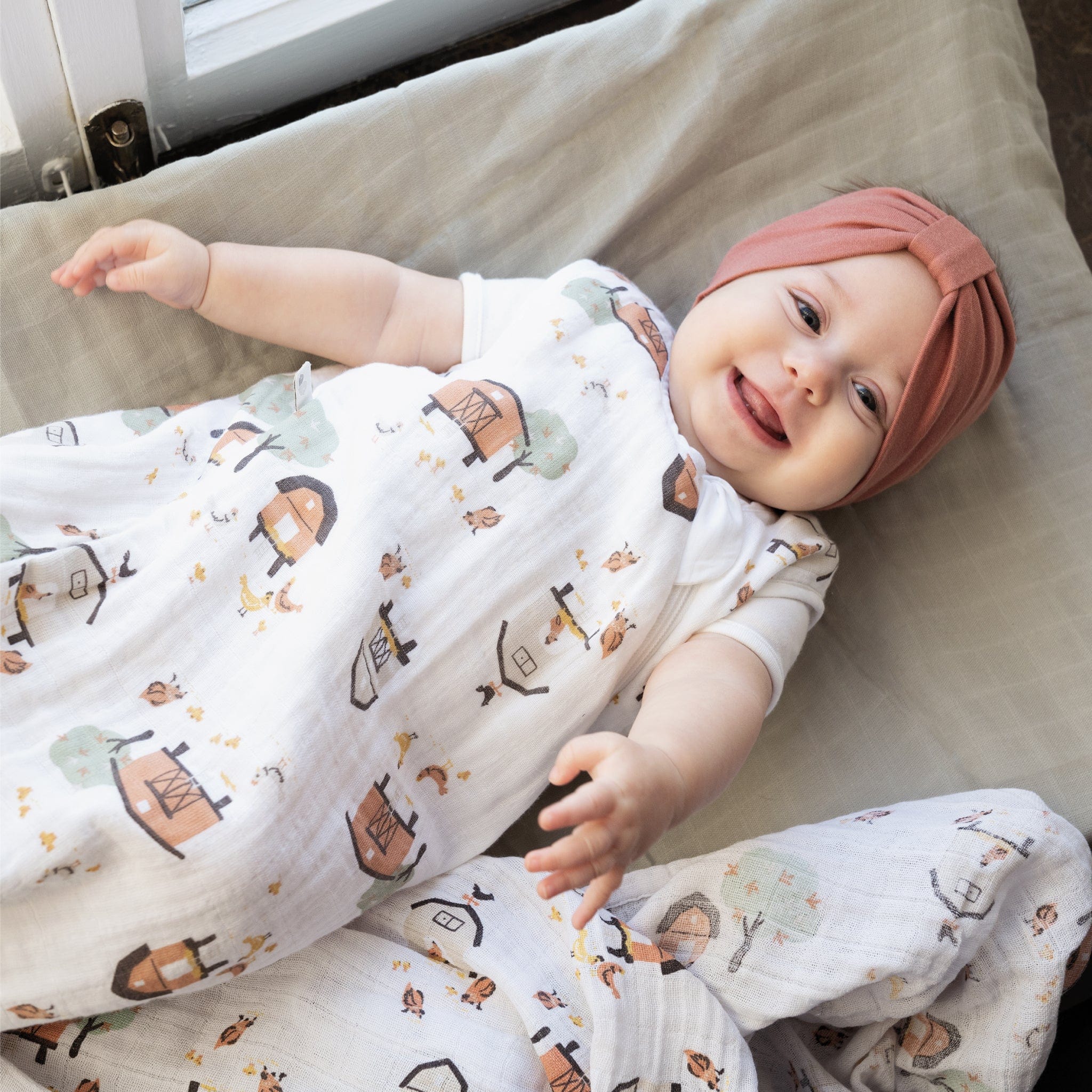 Organic Cotton Muslin Sleep Sack for Babies - 0.7 TOG Lightweight Swaddle Blanket | Perfect for Nursery, Daycare & Travel