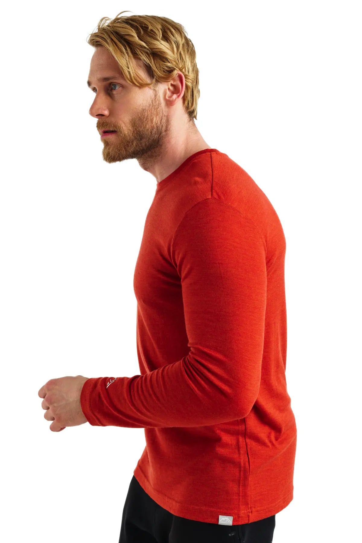 Men's Merino Wool Long Sleeve Shirt - 165 Chili Red - Warm & Comfortable Base Layer for Hiking, Camping & Winter Outdoor Activities