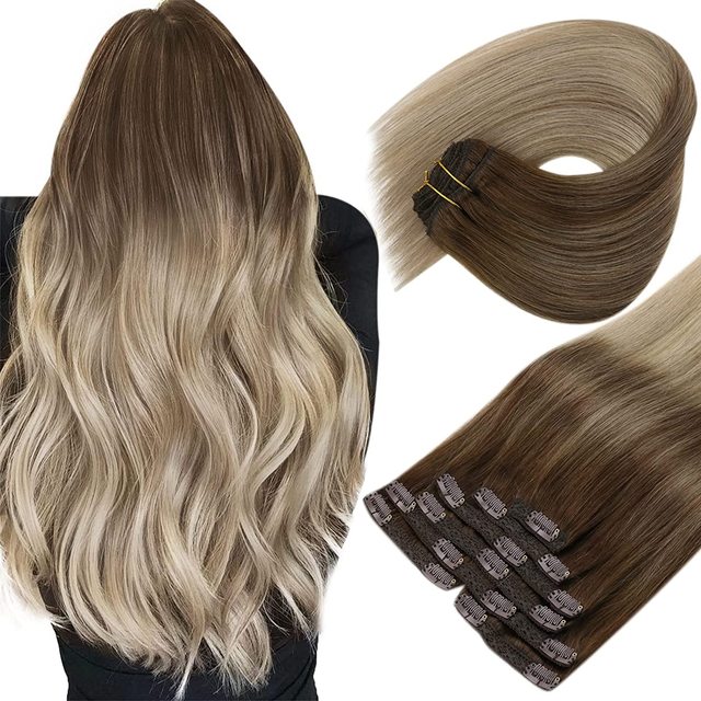 Double Wefted Clip-In Human Hair Extensions - 7pcs 105g for Natural Volume & Length | Perfect for Daily Styling, Parties & Special Occasions