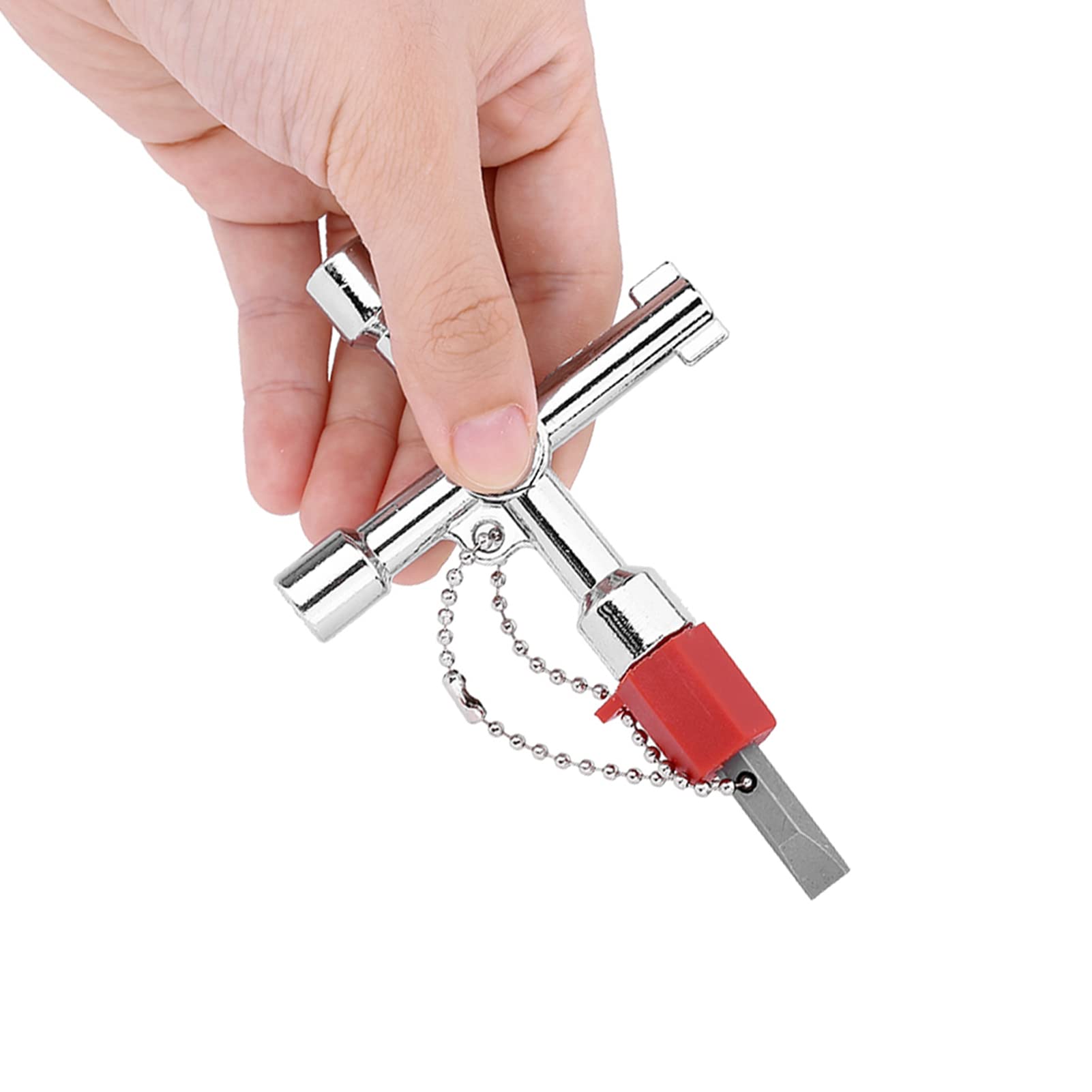 4 in 1 Universal Multi-Tool Key Set - Zinc Alloy Cross Opening Key with Bit for Plumbers, Electricians & Technicians - Perfect for Train, Electrical, Elevator, Cabinet & Valve Maintenance (Home & Industrial Use)