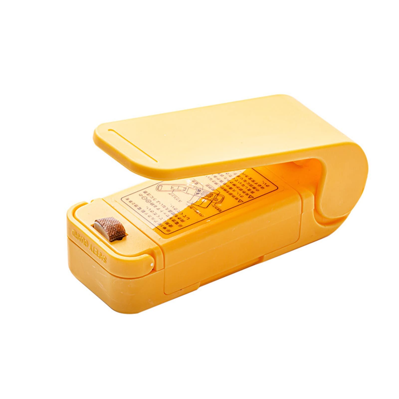Portable Mini Bag Sealer - Handheld Heat Vacuum Sealer with Lanyard & Cutter for Plastic Bags | Food Storage, Snacks Freshness, Travel & Camping Use | VS1053B (Yellow, One Size)