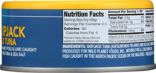 Skipjack Wild Light Tuna 5 OZ (Pack of 6) - Premium Canned Tuna for Salads, Sandwiches & Healthy Meals