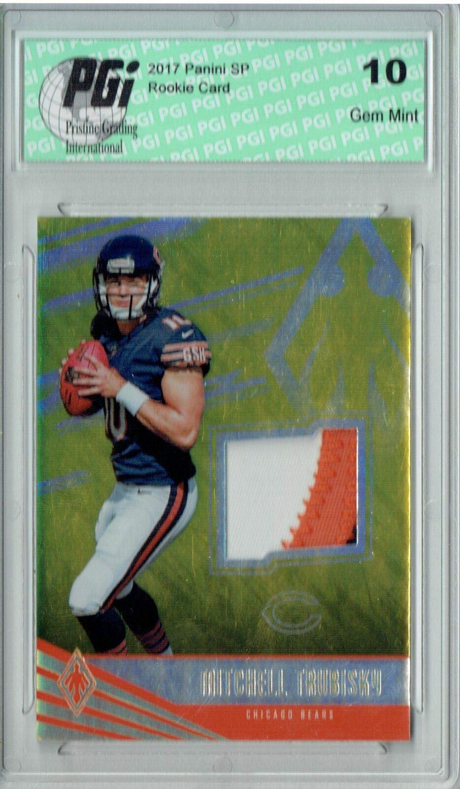 2017 Panini Phoenix Mitchell Trubisky #RPSM-2 Rookie Card 3-Color Patch #23/25 PGI 10 Graded - NFL Football Collectible for Fans & Investors