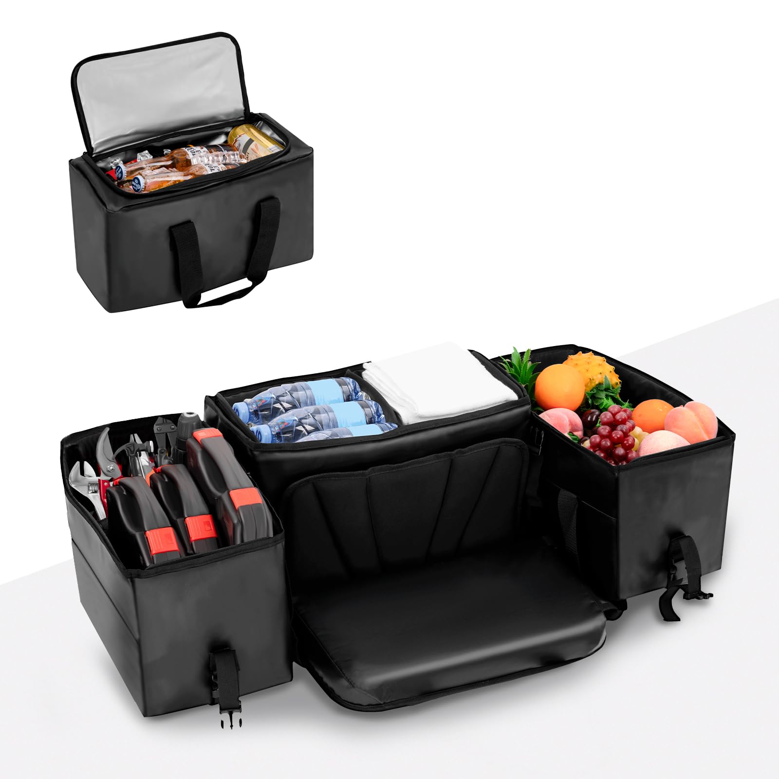 **63L ATV Rear Storage Bag with 13L Insulated Cooler - Waterproof Cargo Gear Bag for Polaris, Can-Am, Kawasaki, Arctic Cat, CFMOTO - Perfect for Off-Road Adventures, Camping & Hunting Trips**