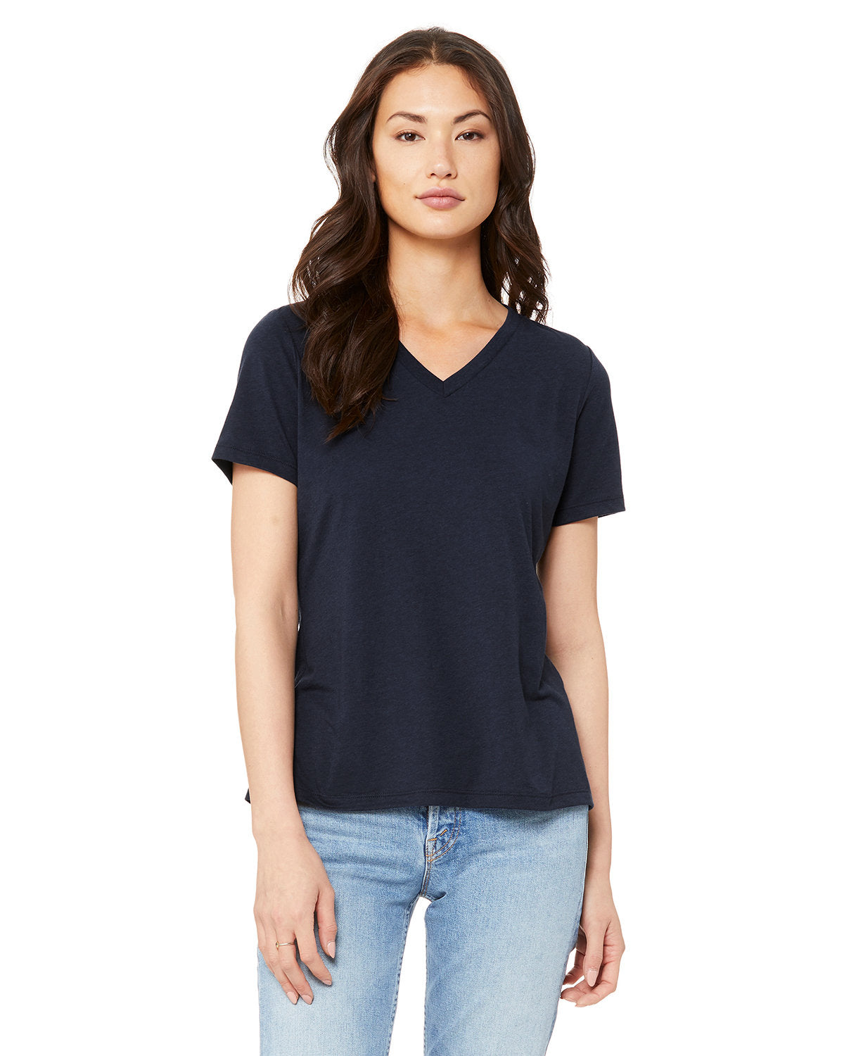 Bella + Canvas 6405 Women's Relaxed Fit Jersey V-Neck T-Shirt - Soft & Comfortable Casual Tee for Everyday Wear, Workout, and Layering