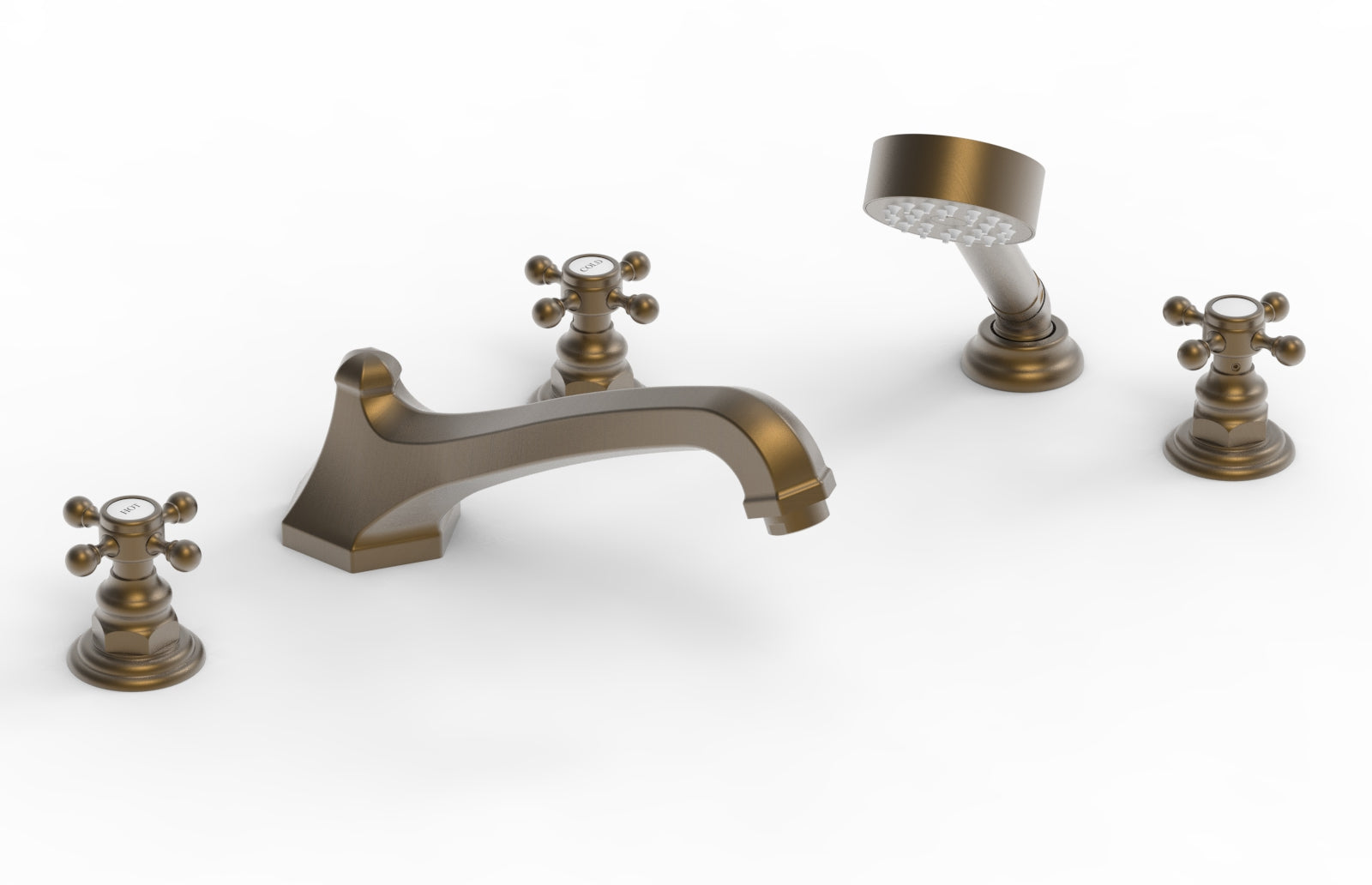 HEX TRADITIONAL Deck Mounted Bathtub Set with Hand Shower - 500 48 - Perfect for Bathroom Renovation & Spa-Like Relaxation at Home