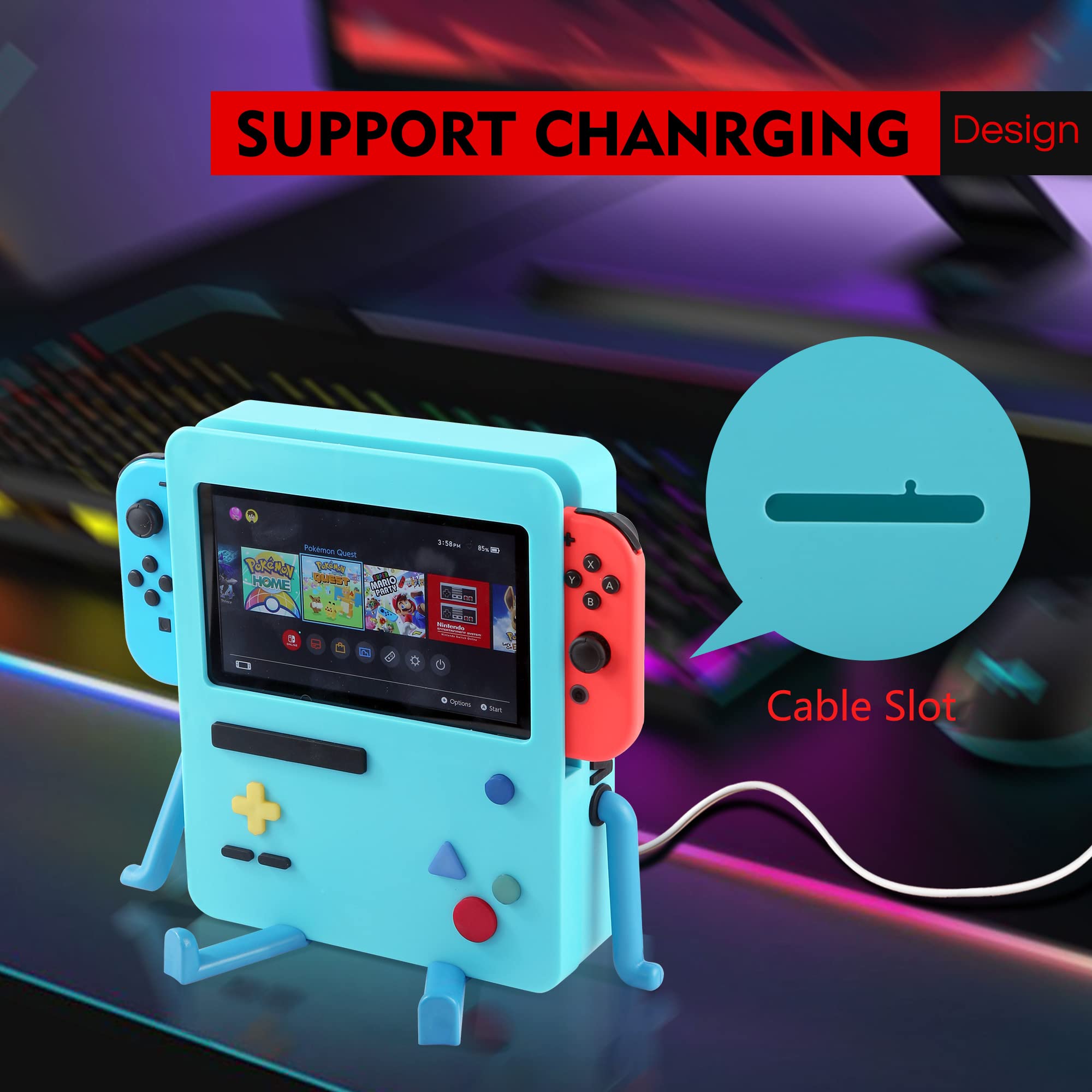 GRAPMKTG Cooling Fan Charging Stand for Nintendo Switch - Portable Charger Dock with Fast Charging | Orange | Perfect for Gaming On-The-Go & Travel Accessories