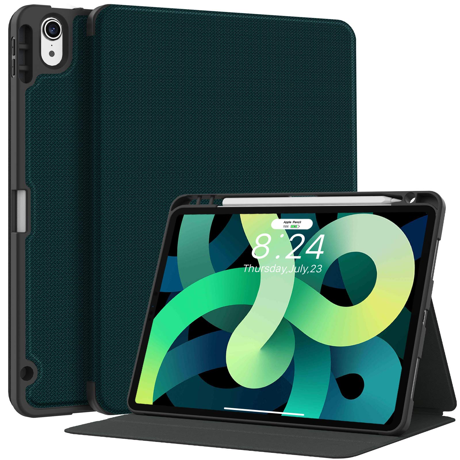 Supveco Slim Lightweight Soft TPU Case for iPad Air 5th/4th Gen 10.9 Inch (2022/2020) with Pencil Holder - Supports Apple Pencil 2nd Gen & Auto Wake/Sleep - Teal - Perfect for Work, School & Travel Protection
