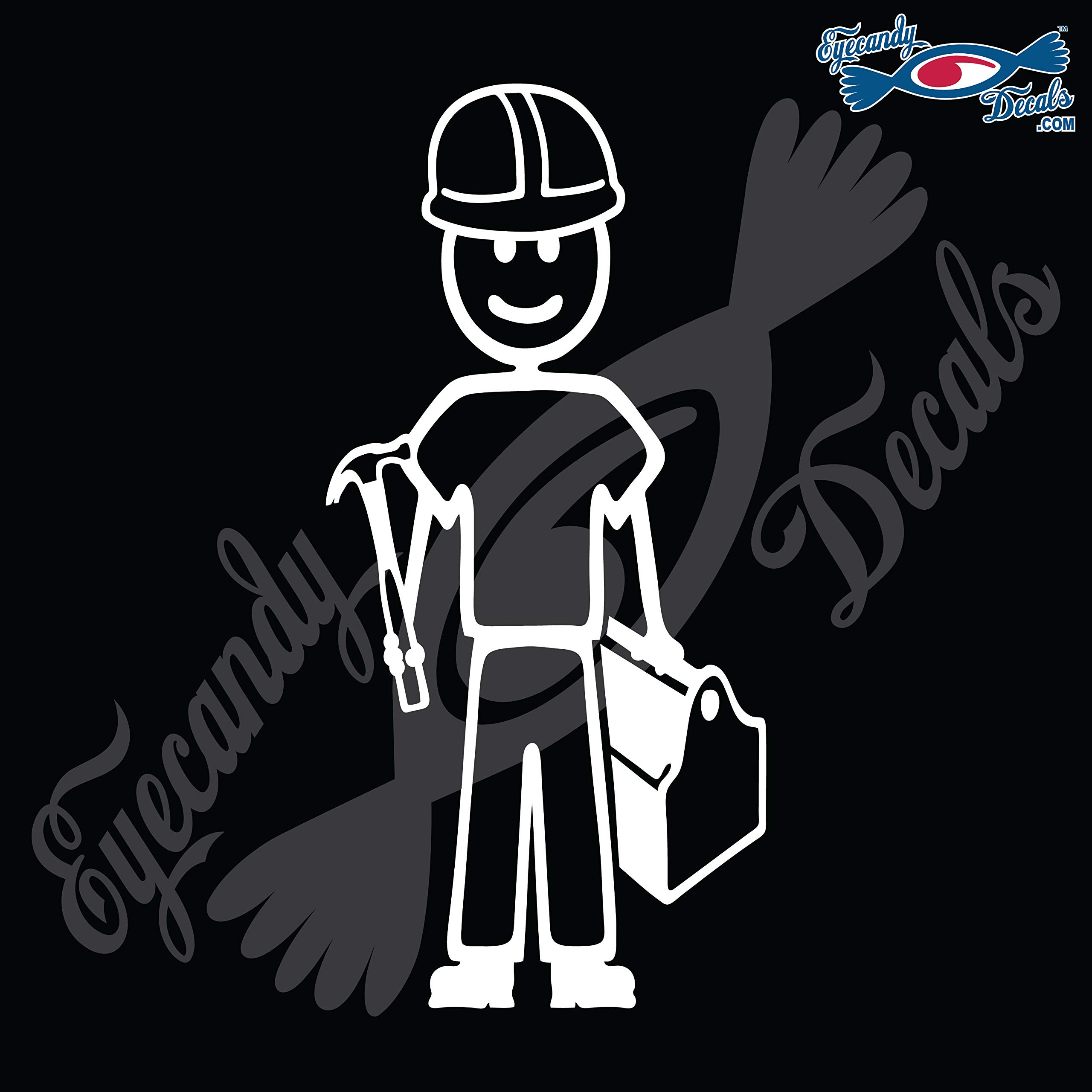 5 Inch White Decal Sticker - Stick Family Man Contractor Vinyl Car Decal for Windows, Laptops, and DIY Crafts - Perfect for Home, Office, and Gifts