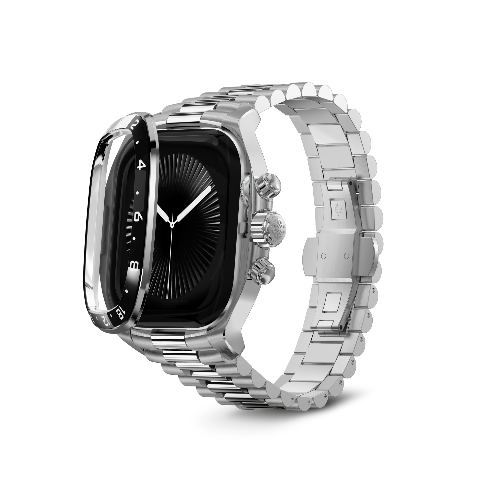 Apple Watch Case CRCS46 - Silver & Black Protective Cover for Apple Watch Series 1-8 - Perfect for Gym, Running & Outdoor Activities