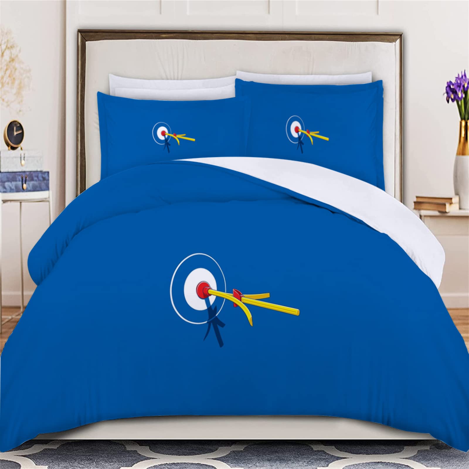 3D Printing Twin Duvet Cover Set - Blue Dart Pattern Microfiber Comforter with Zipper Closure & 2 Pillowcases (20x26 inches) - Ultra Soft Bedding for Kids and Adults - Perfect for Bedrooms, Dorms, and Guest Rooms