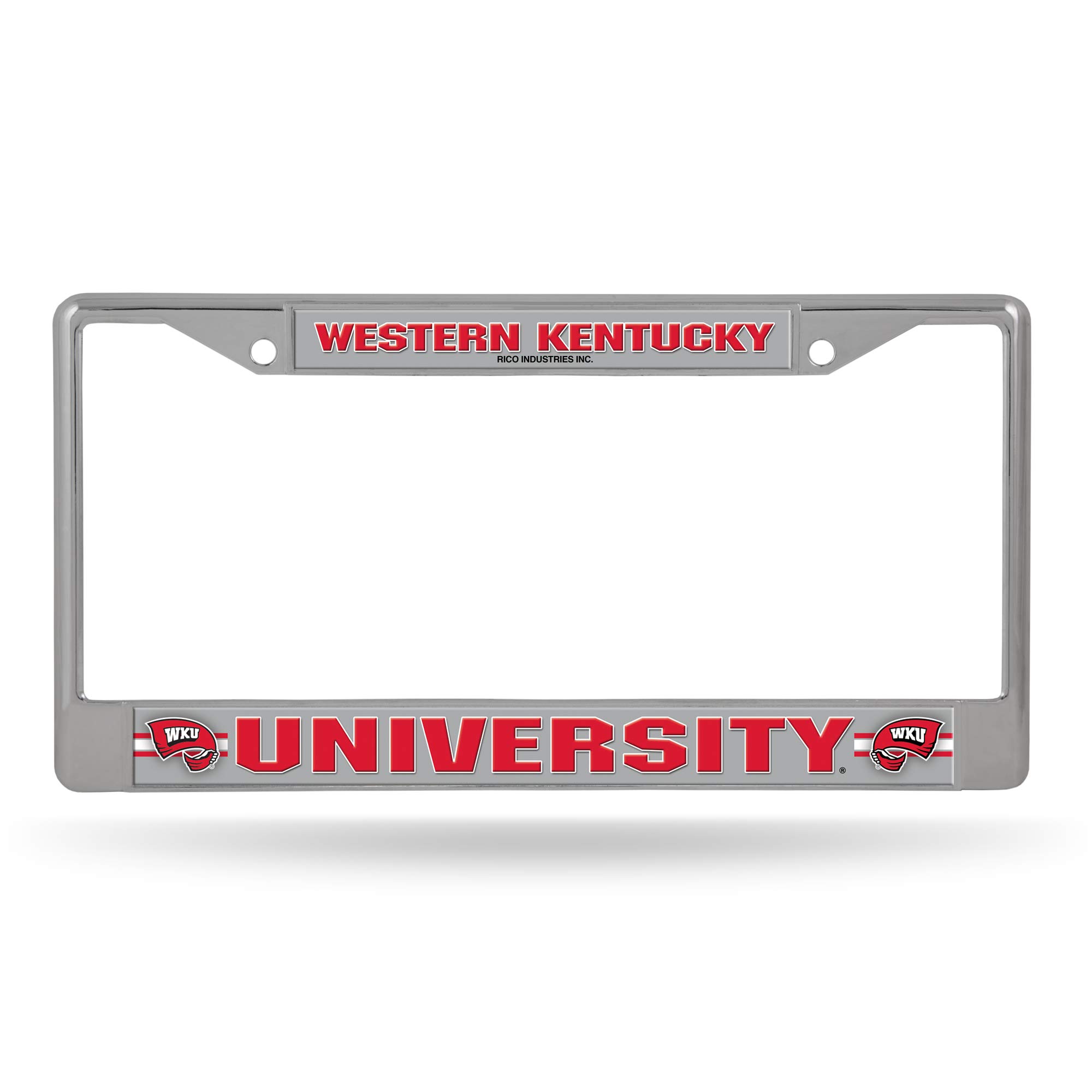 Rico Western Kentucky Hilltoppers Chrome Metal License Plate Frames (Set of 2) - Perfect for Cars, Trucks & Alumni Pride - Durable Auto Accessories for Fans & Supporters
