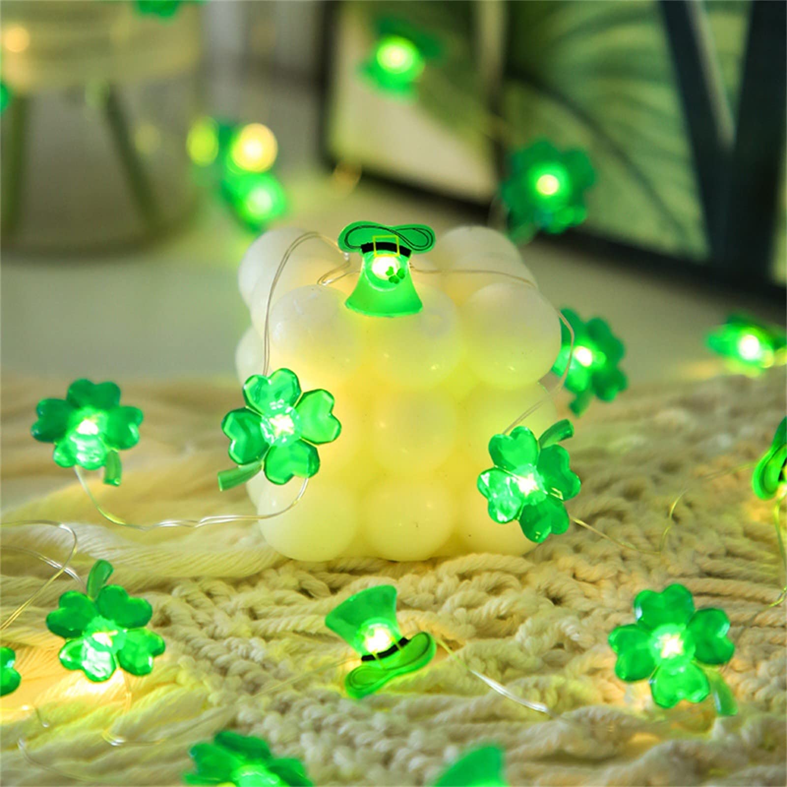 St. Patrick's Day Green LED String Lights - 40 Handmade Fairy Lights with Remote Control, 4 Meters for Irish Party Decorations, Home & Table Decor | Perfect for St. Patrick's Day Parties, Irish Themed Events & Indoor/Outdoor Decor