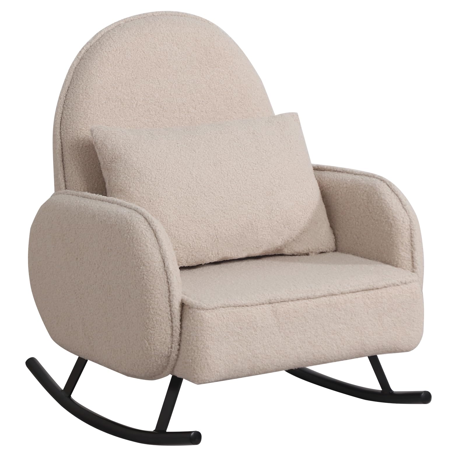 Baby Rocking Chair for Toddlers - Kids Rocking Armchair with Shaky Metal Base & Soft Sherpa Fabric - Cozy Nursery Rocker for Boys & Girls (Beige) | Perfect for Reading Nook, Bedtime Stories & Playroom Relaxation