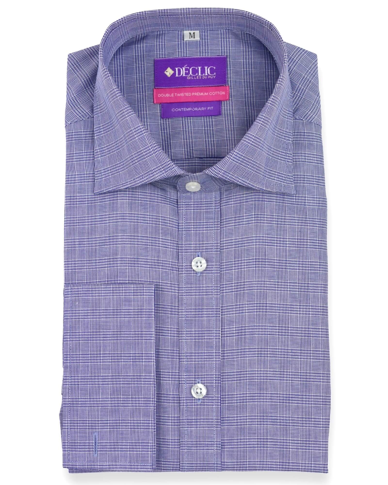 DÉCLIC Tilbury Check Shirt for Men - Classic Navy Plaid Casual Button Down Shirt - Perfect for Office, Date Night & Weekend Outings