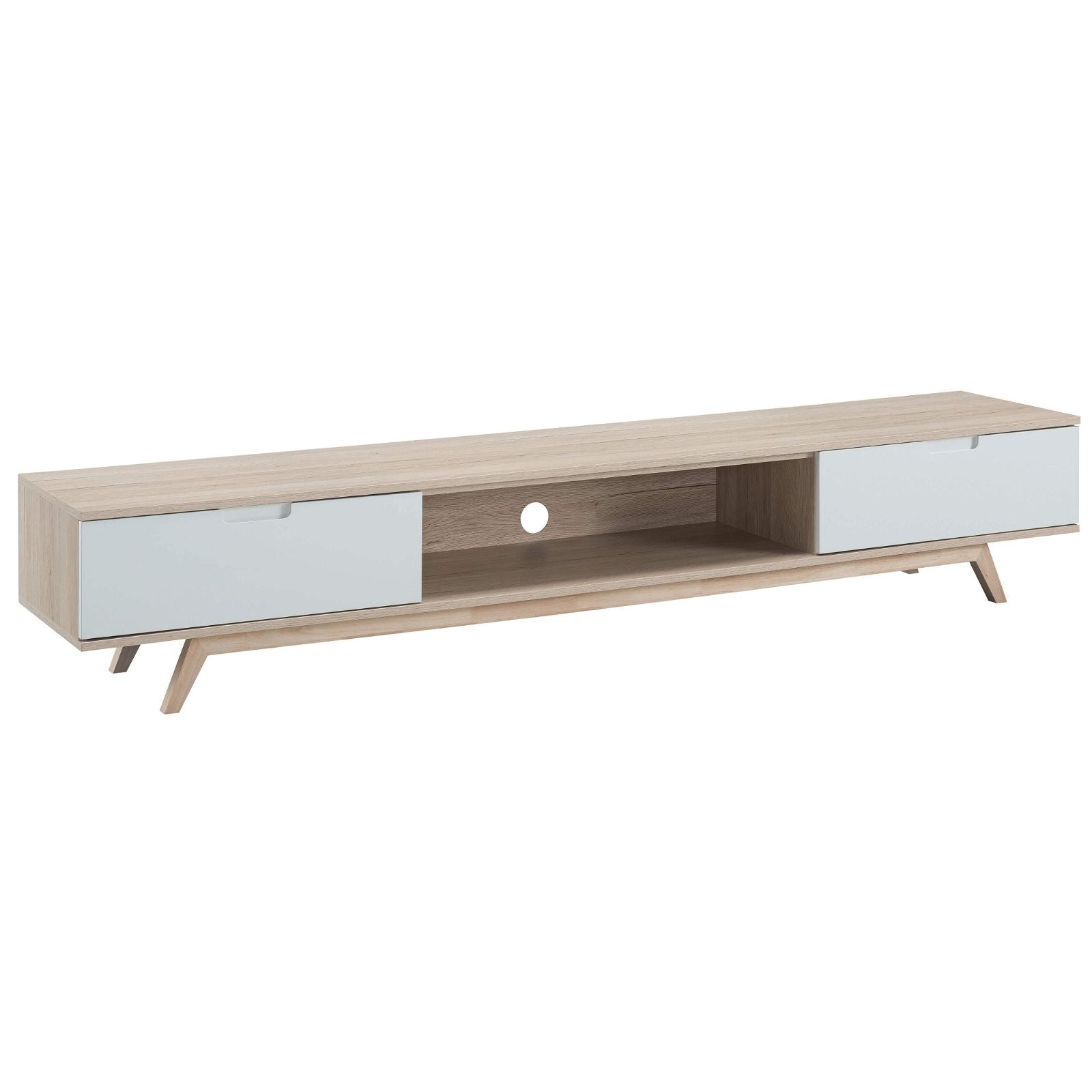 NOVA LL Entertainment Unit - Solid Oak TV Stand with Storage Shelves by Tauris - Perfect for Living Room, Home Theater & Media Organization