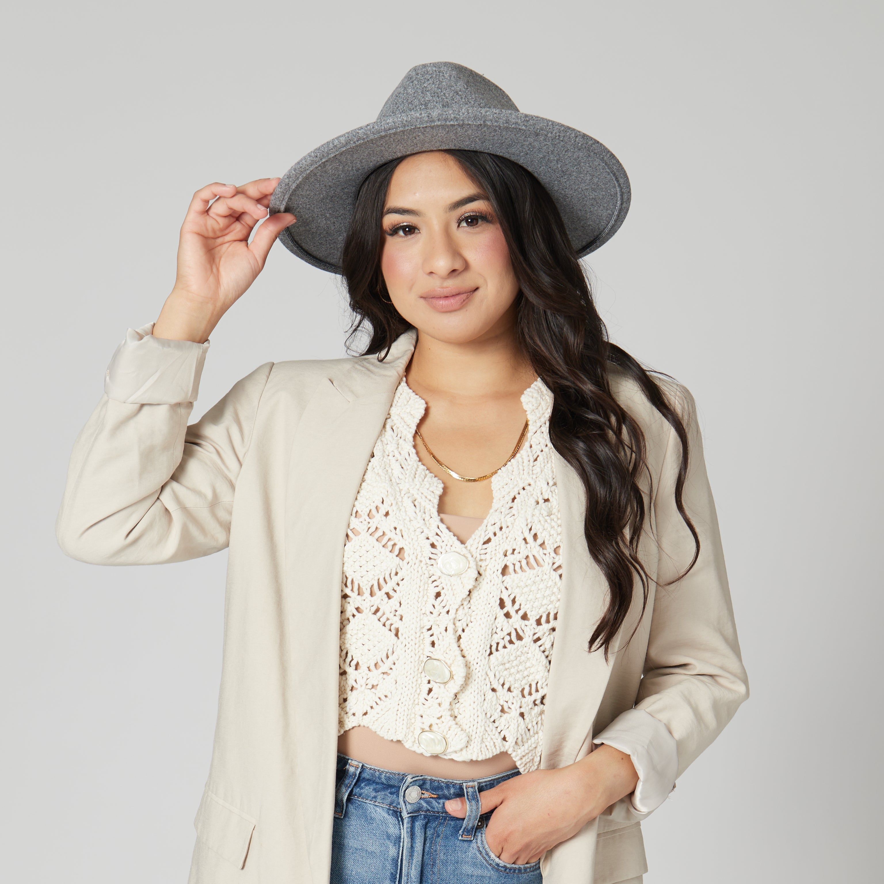 Stylish Women's Faux Felt Fedora Hat with Genuine Leather Band - Perfect for Outdoor Events, Travel & Fashion Accessories