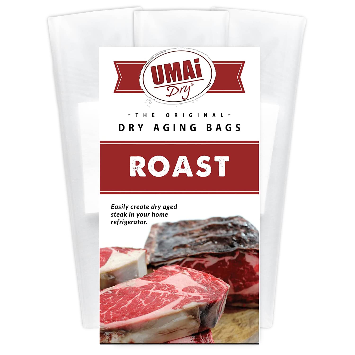 UMAi Dry Aging Bags for Steaks - Pack of 3 | Meat Dry Aging Bags for Boneless & Bone-In Rib Roast (8-10 lbs) | No Vacuum Sealer Needed | Achieve Tender Aged Beef in 28-45 Days | Perfect for Home Chefs & Steak Lovers | Ideal for Dry Aging Ribeye, Tomahawk & Premium Cuts at Home