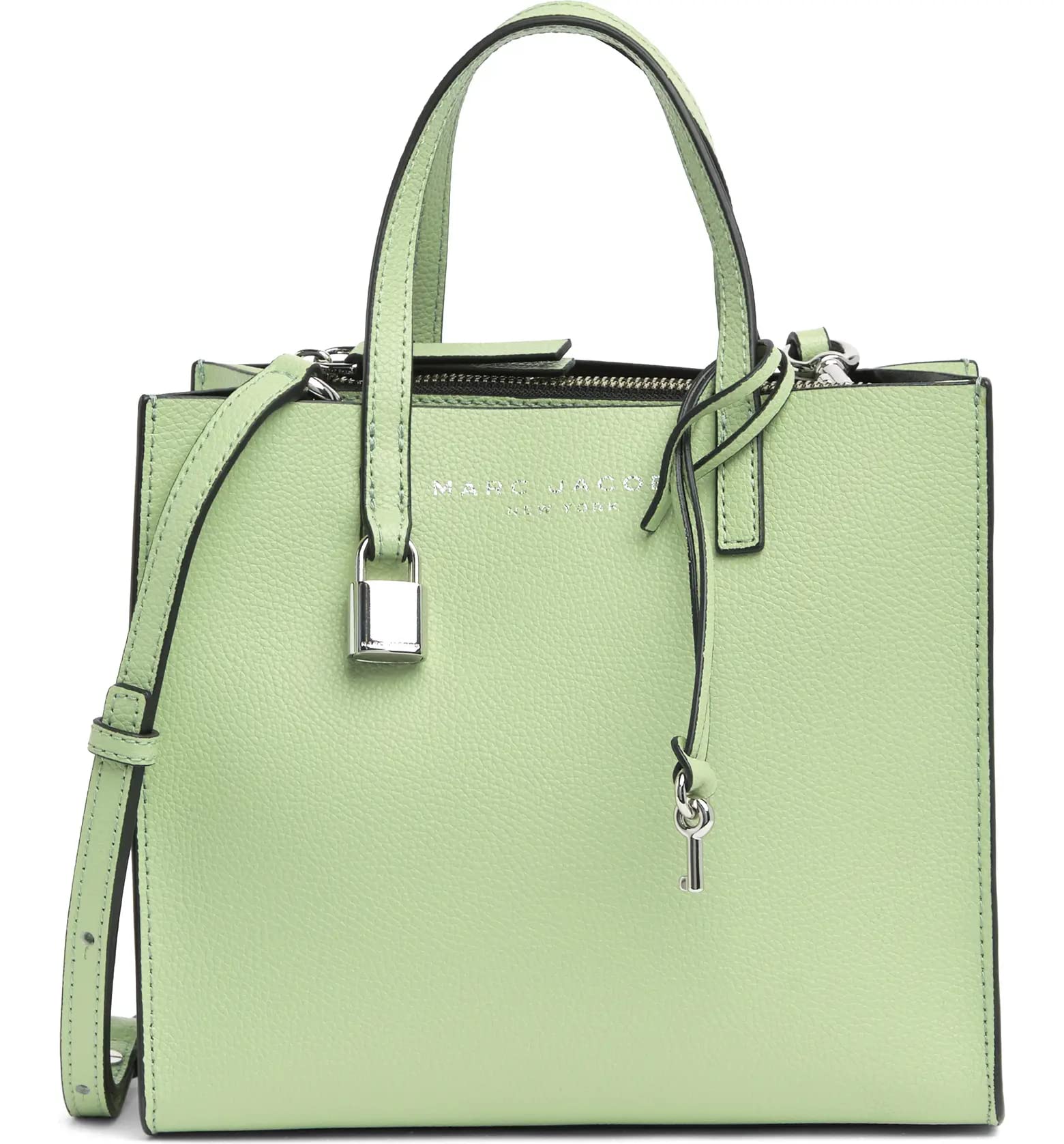 Marc Jacobs Mini Grind Leather Tote Bag in Mint Green | Stylish Crossbody Purse for Women | Perfect for Work, Travel & Everyday Use