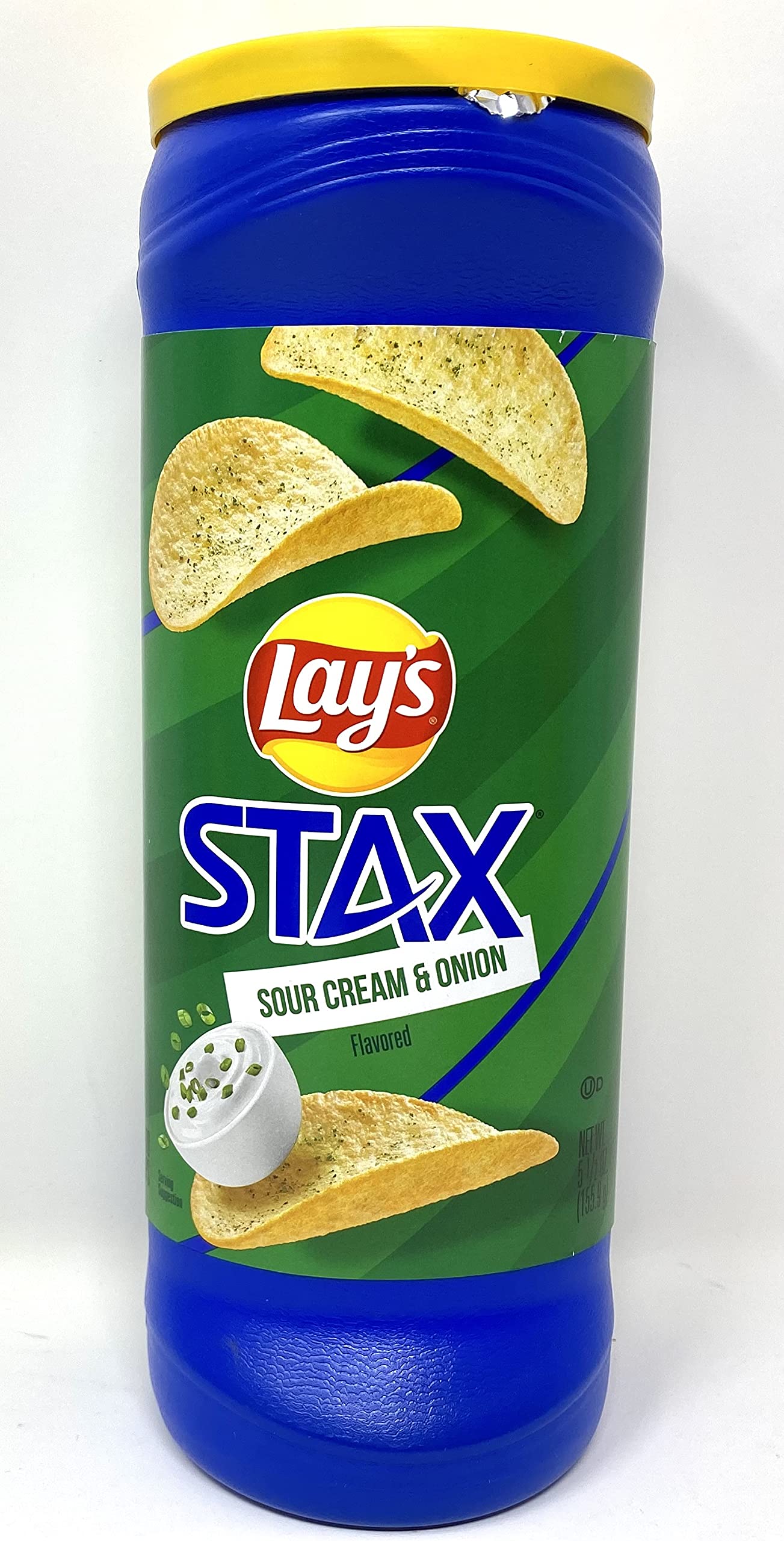 Lays Stax Potato Crisps Sour Cream & Onion Flavor Variety Pack (4 Pack) | Crunchy Snack Chips for Parties, Lunch Boxes & On-the-Go Snacking | Kokobunch Kit Included