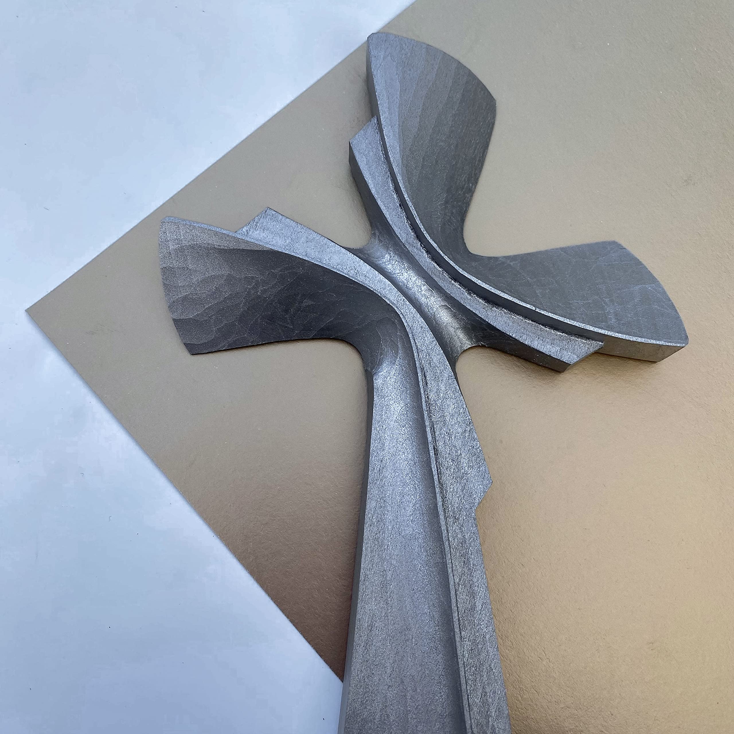 Handmade Wooden Carved Cross Wall Decor - Large Religious Crucifix Art for Home, Church & Gifts (15.74 Inch, Silver Finish) | Perfect for Christian Home Decor, Wedding Gifts & Spiritual Spaces