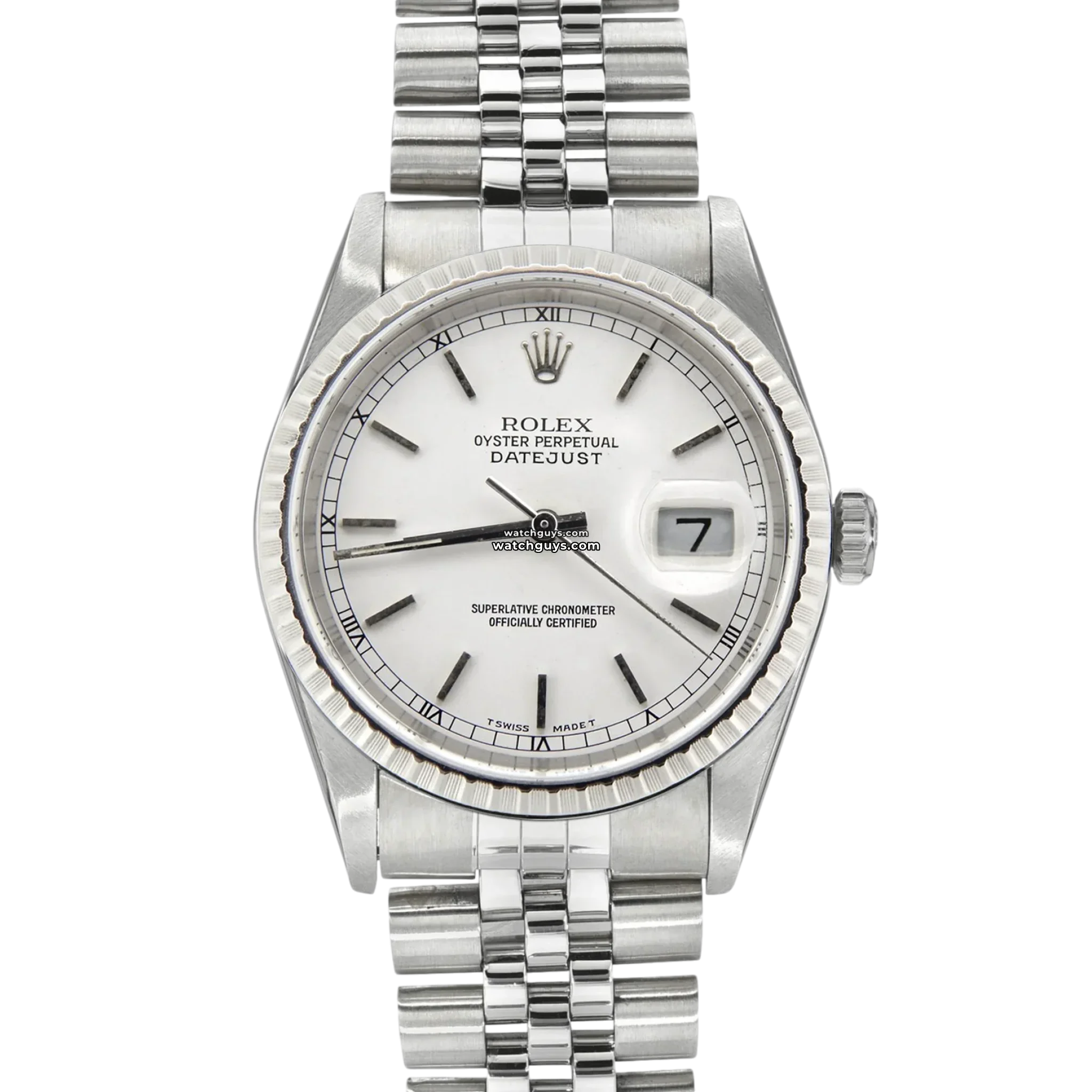 Rolex Datejust 16220 Men's Watch - Stainless Steel with White Dial & Jubilee Bracelet - Luxury Dress Watch for Business & Formal Occasions