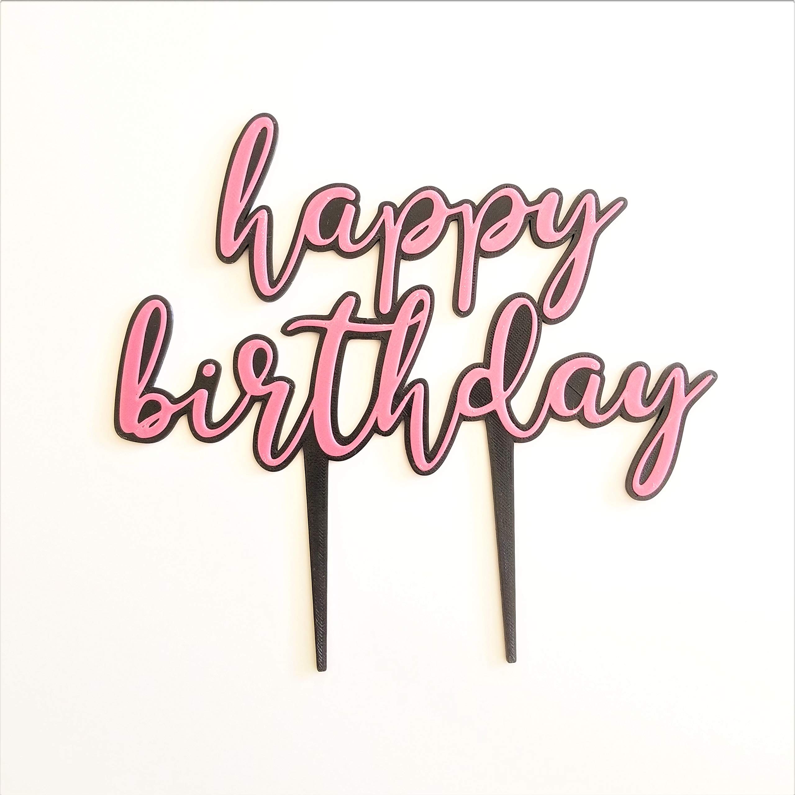 Custom Happy Birthday Cake Topper - Elegant Calligraphy Font - Choose Your Colors - Perfect for Birthday Parties, Weddings & Anniversary Celebrations