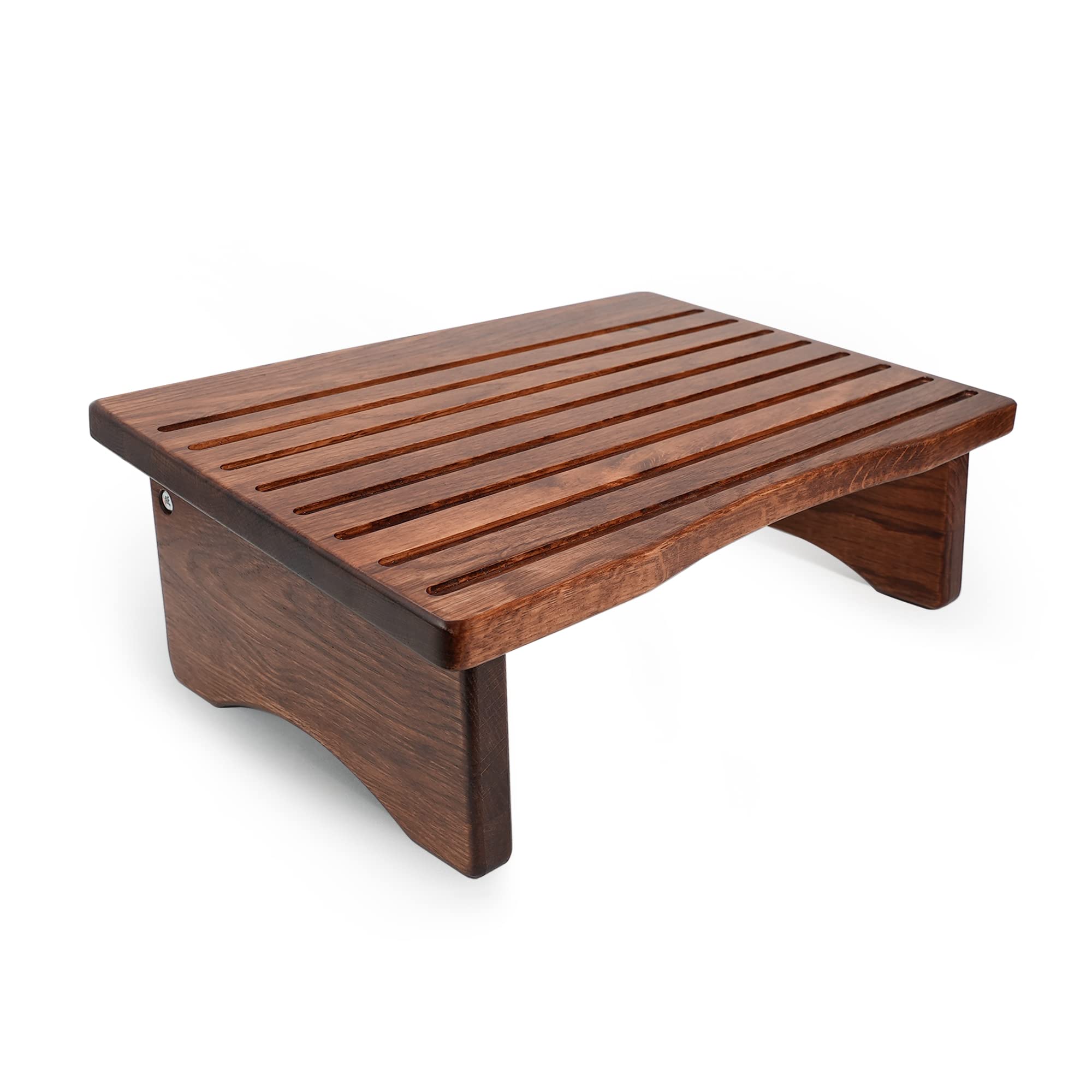 CONSDAN Ergonomic Foot Rest for Under Desk - Natural Solid Wood Non-Slip Slanted Top Foot Stool - Perfect for Office, Standing Desk & Nursing Workstations (Chocolate Color) | Improve Posture & Reduce Fatigue While Working or Studying