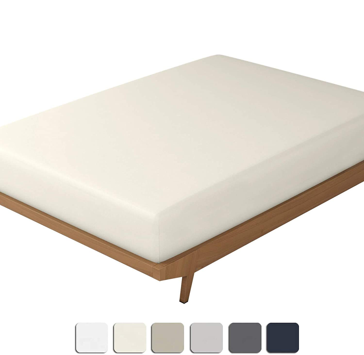 Split King Sheets for Adjustable Beds - 100% Cotton 5-Piece Deep Pocket Sheet Set - Breathable & Soft Ivory Solid Bedding for Split King Mattress | Perfect for Master Bedroom, Guest Room & Sleep Comfort