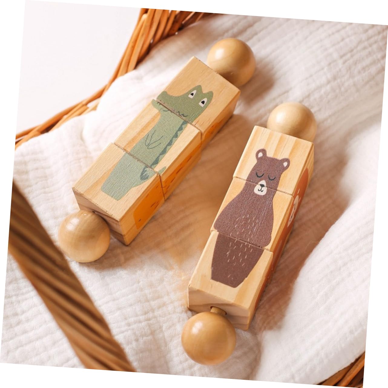 **Phenofice Wooden Baby Rattles - Natural Wooden Teething Toys for Newborns & Infants, Safe & Portable Handheld Rattle Toys for Sensory Play, Baby Shower Gifts, Nursery & Travel**