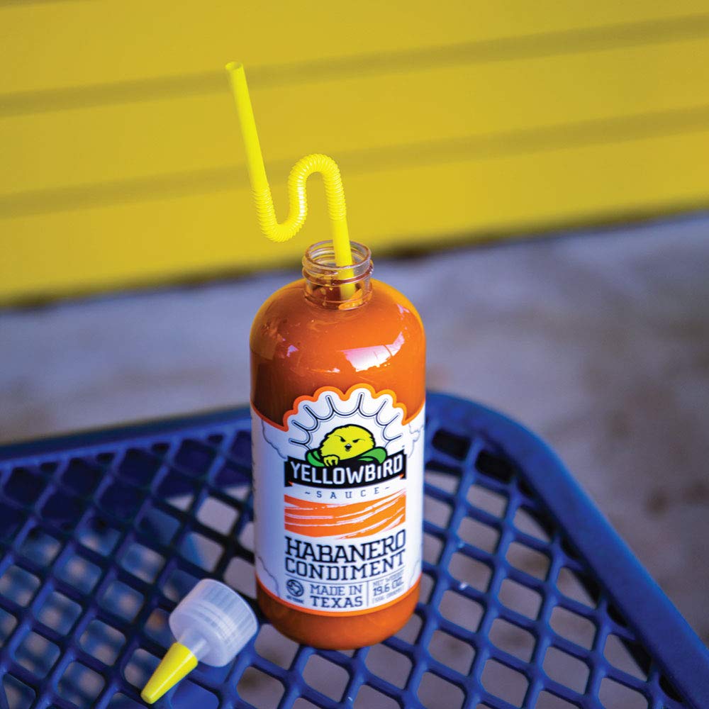 Yellowbird Habanero Hot Sauce - Medium Spicy Vegan Pepper Sauce with Garlic, Carrots & Tangerine | Plant-Based, Gluten-Free, Non-GMO Condiment | 19.6 oz (2 Pack) | Perfect for Tacos, Wings, Burgers & BBQ | Made in Texas