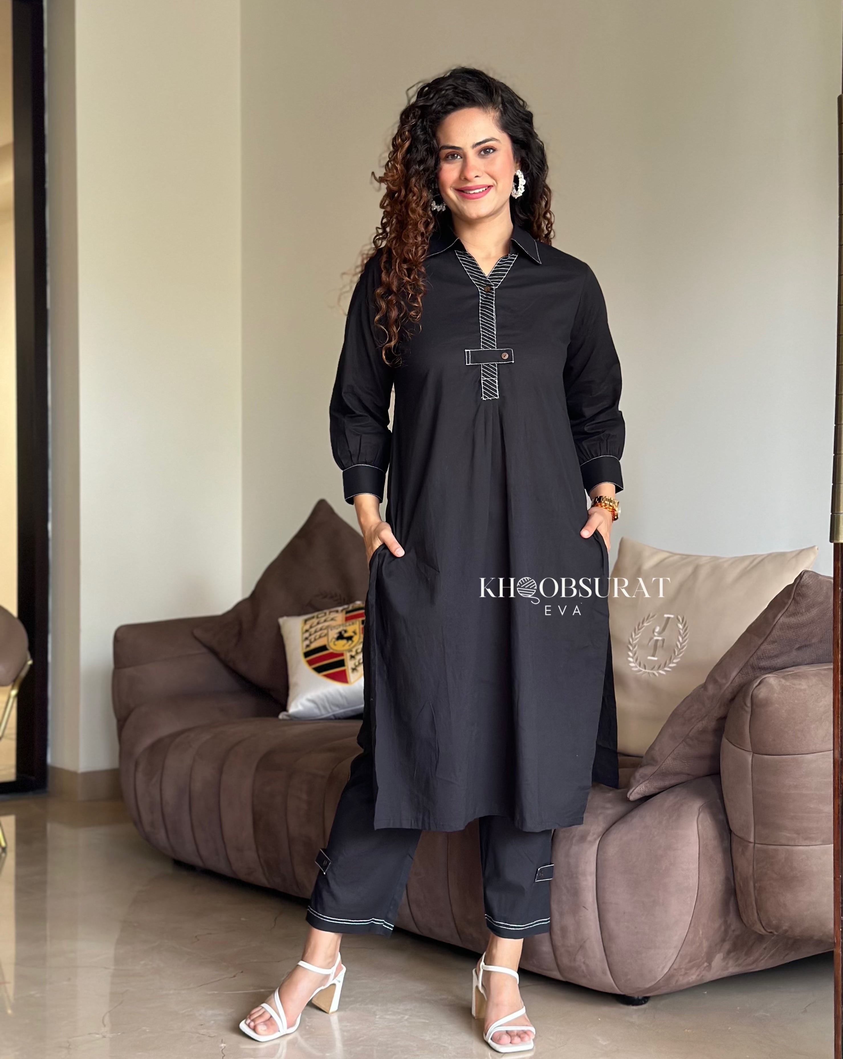 Premium Cotton Casual Black Kurta Set for Men - Comfortable Traditional Indian Outfit for Festivals, Weddings & Daily Wear
