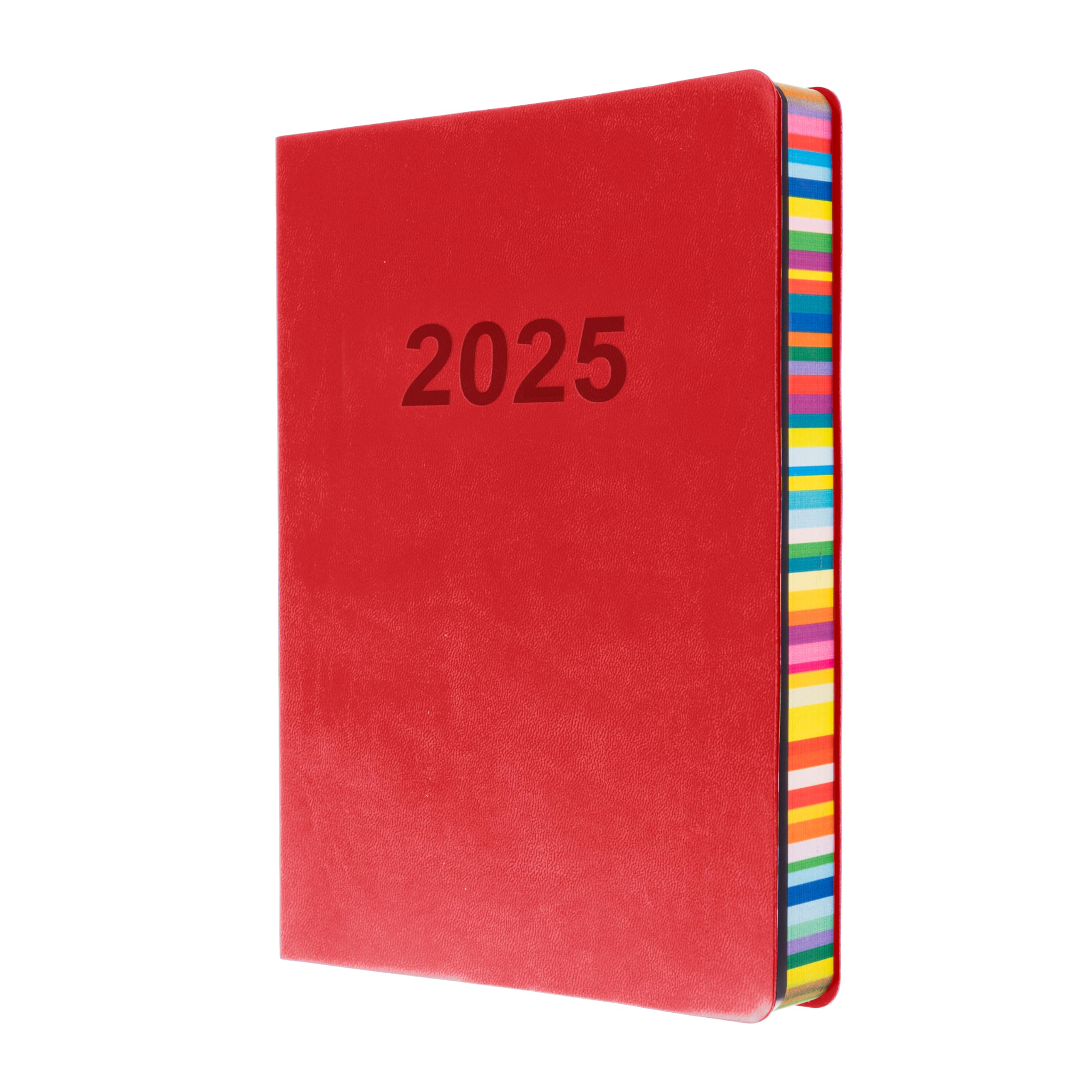 Collins Edge Rainbow 2025 A5 Daily Planner with Soft Touch Covers - Red Colored Page Edges & Appointment Sections | Perfect for Work, School & Personal Organization (ED151.U15-25)