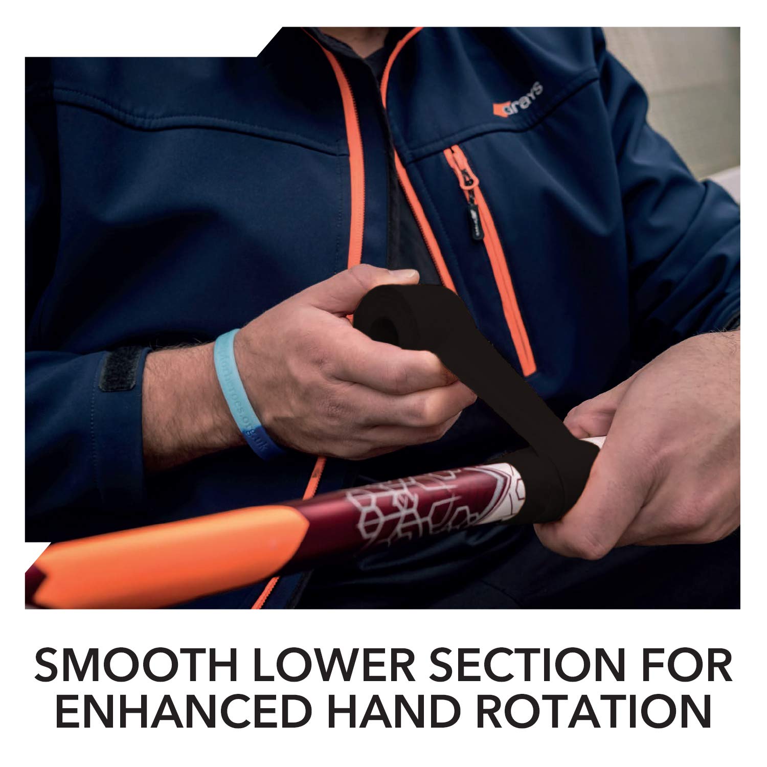 GRAYS Twintex Black Field Hockey Stick Grip Tape - Non-Slip, Durable Hockey Stick Handle Wrap for Enhanced Control - Perfect for Training, Matches & Outdoor Hockey Games