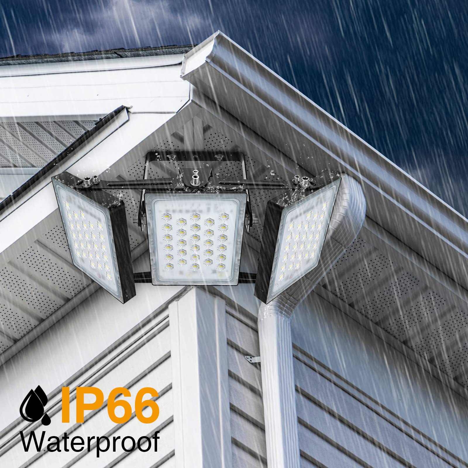 STASUN 150W LED Flood Light Outdoor, 15000lm IP66 Waterproof Security Light, 3000K Warm White with 3 Adjustable Heads - Perfect for Yard, Street, Parking Lot, and Commercial Area Lighting