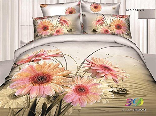 4-Piece Sunflower 3D Printed Bedding Set - Queen Size Floral Duvet Cover with Pillowcases - Soft Microfiber Comforter Set for Bedroom Decor & Home Styling