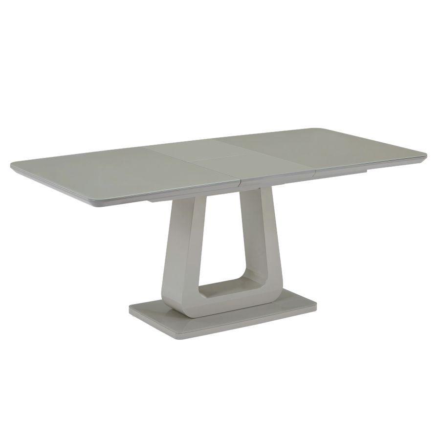 Corvus/Devo 7-Piece Dining Set - Warm Gray Table with White Chairs | Modern Kitchen & Dining Room Furniture for Family Gatherings