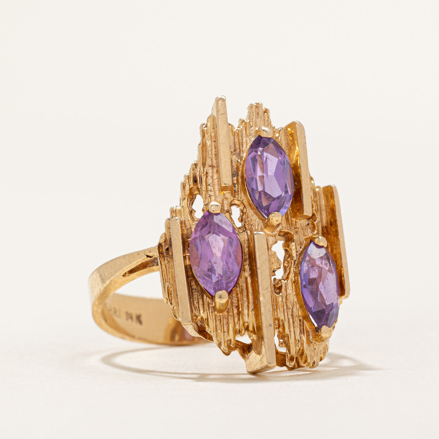 1.80ctw Synthetic Purple Sapphire Cocktail Ring for Women - Size 6.75, Elegant Textured Design for Parties, Weddings & Evening Events