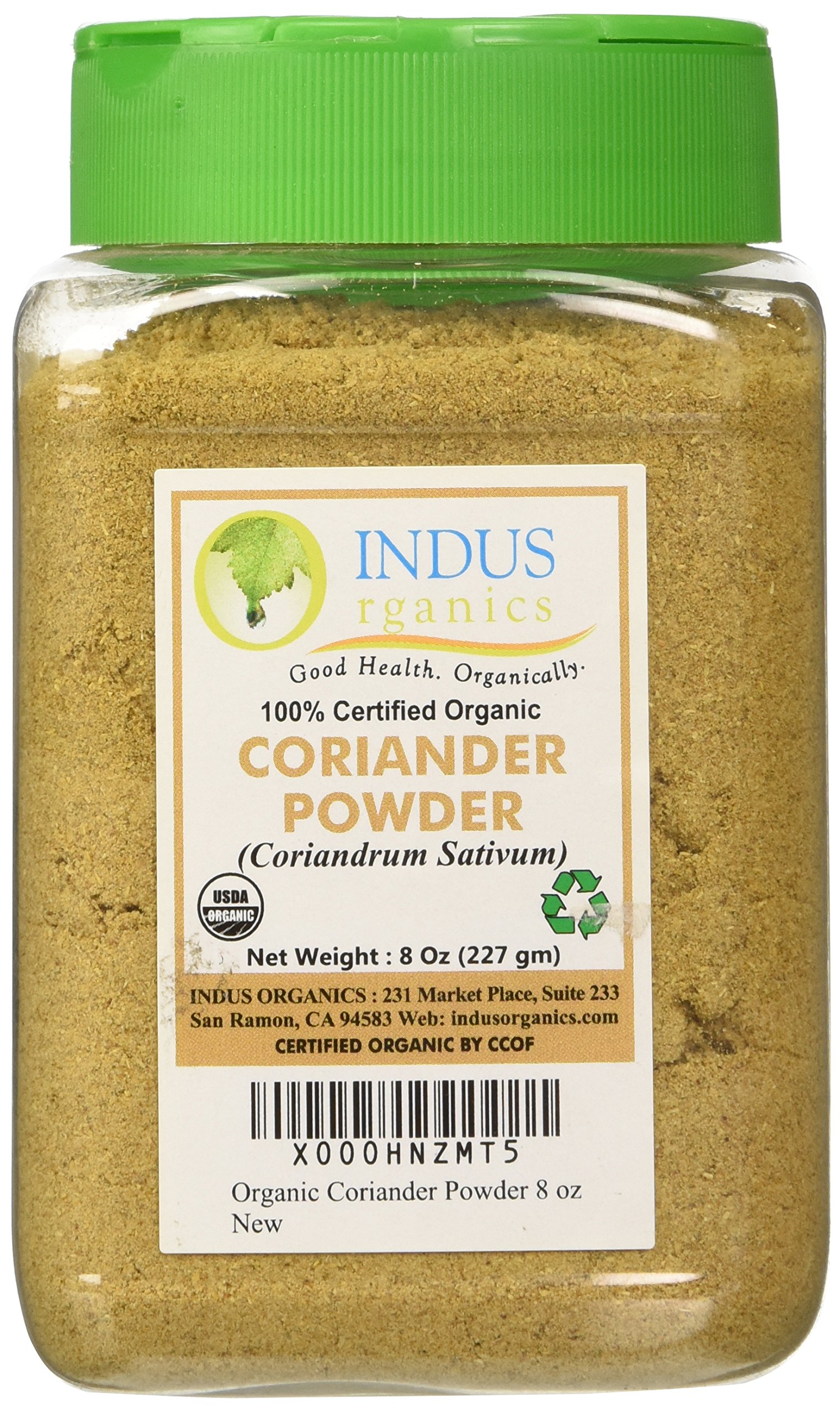 Indus Organics Coriander Powder - 8 Oz Jar | Premium Grade, High Purity, Freshly Packed | Ideal for Cooking, Baking & Seasoning Dishes