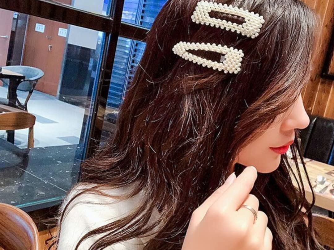 Korean Style Pearl Hair Clips - Large Fashion Hairpins & Barrettes for Women & Girls (Set of 8) - Perfect for Weddings, Parties, and Everyday Elegant Hairstyles