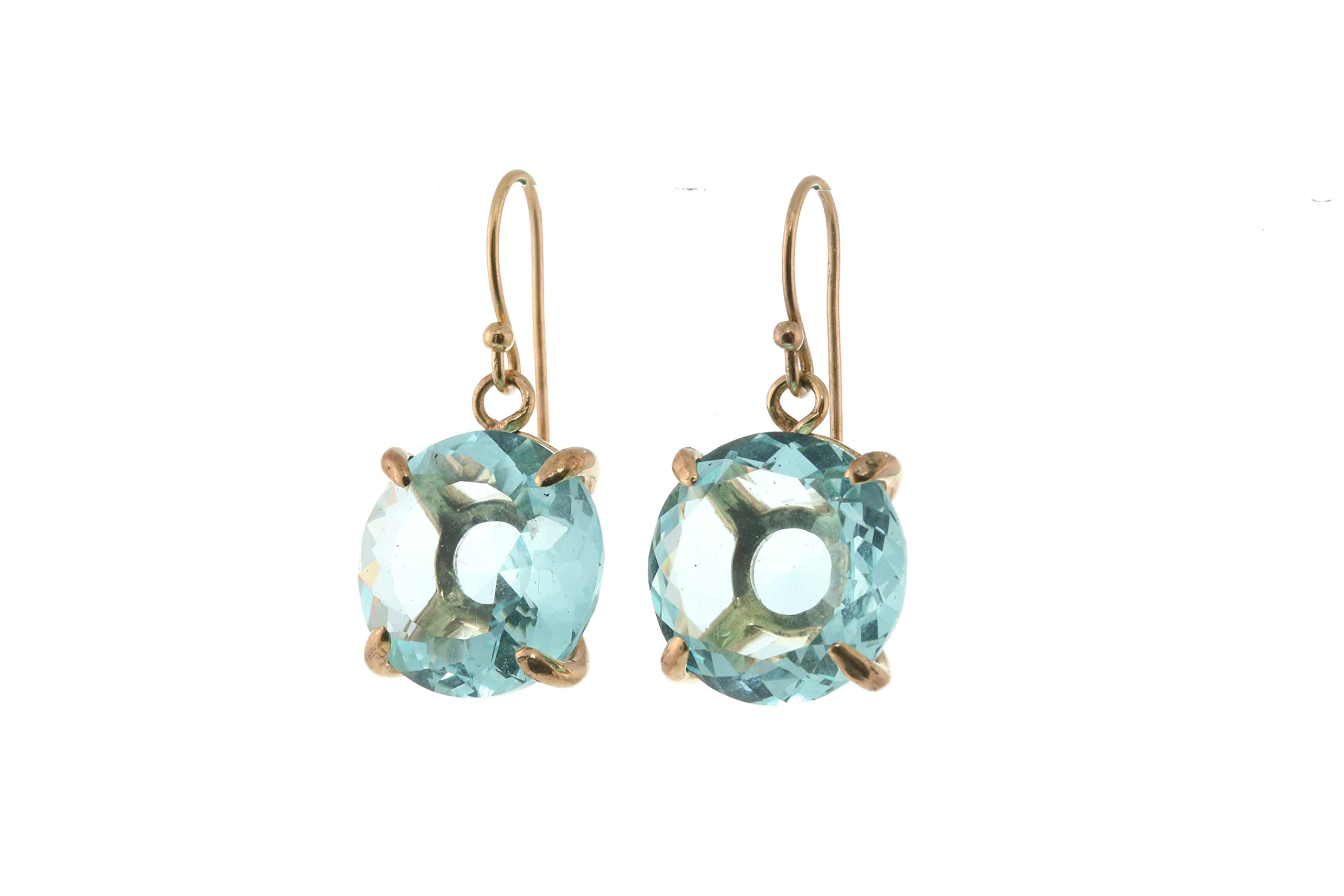 Anemone Round Blue Topaz Dangle Earrings - Sterling Silver Fashion Jewelry, Birthstone & Gemstone Handmade Earrings with Gift Box - Perfect for Weddings, Parties & Gifts